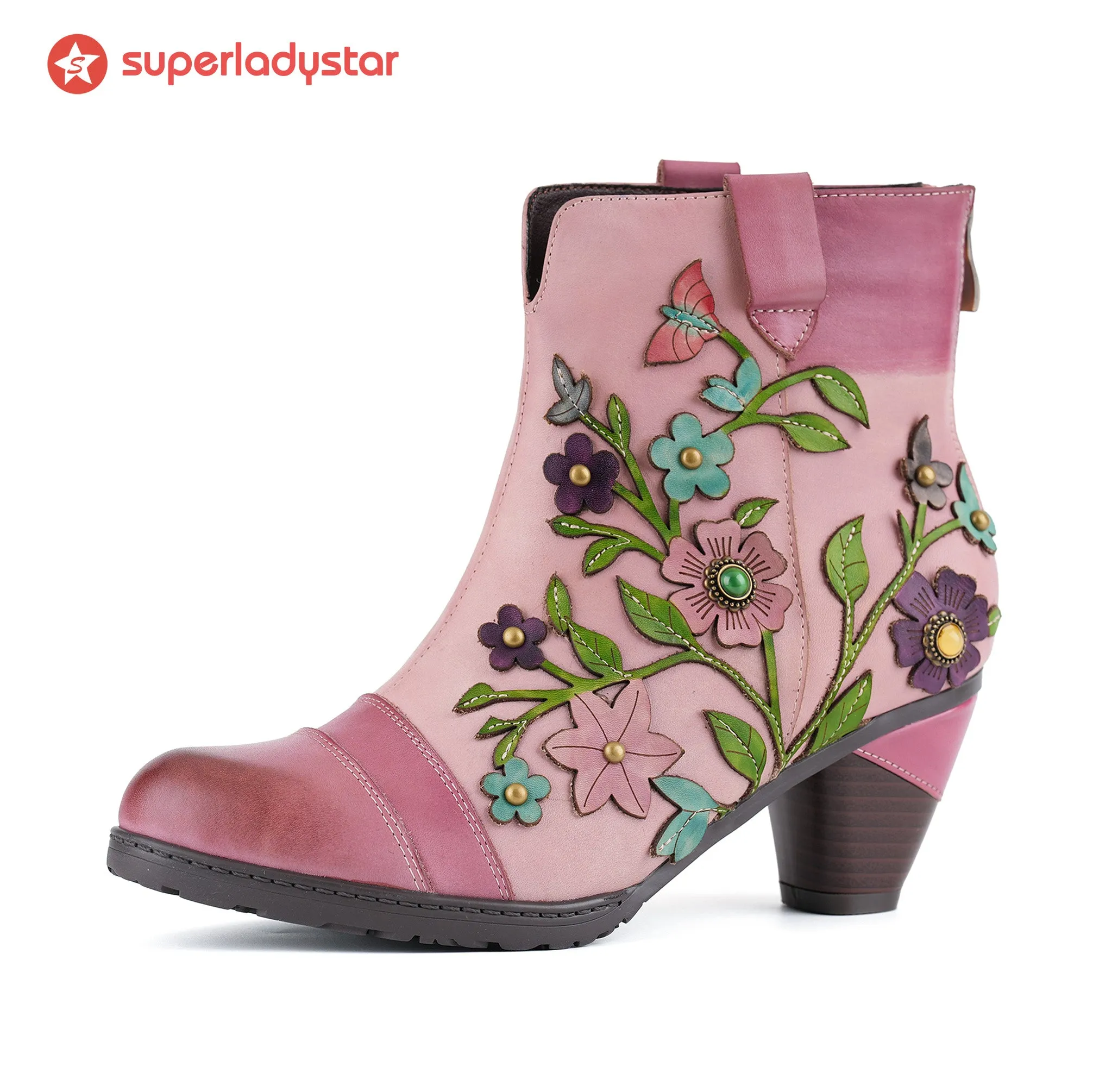 Grace Blossom Pink Ankle Boots sold by superladystar product image thumbnail 5
