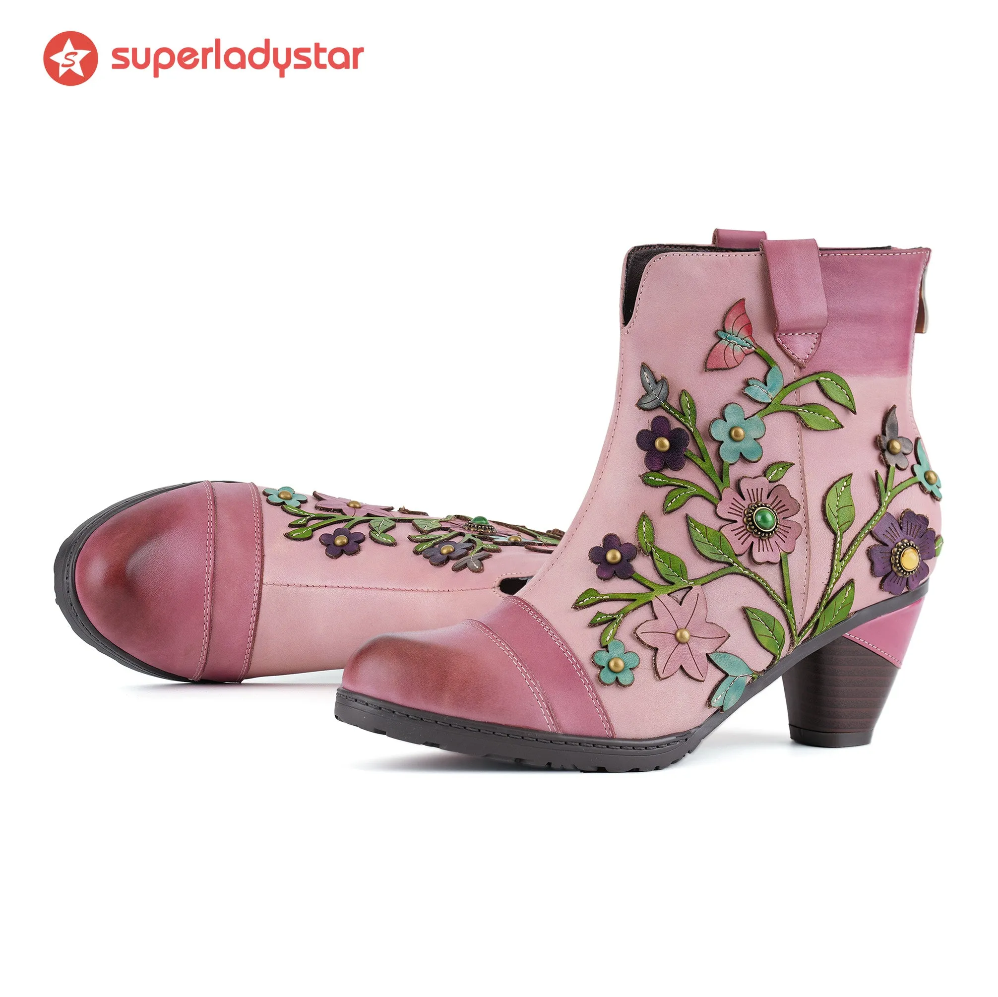 Grace Blossom Pink Ankle Boots sold by superladystar product image thumbnail 2
