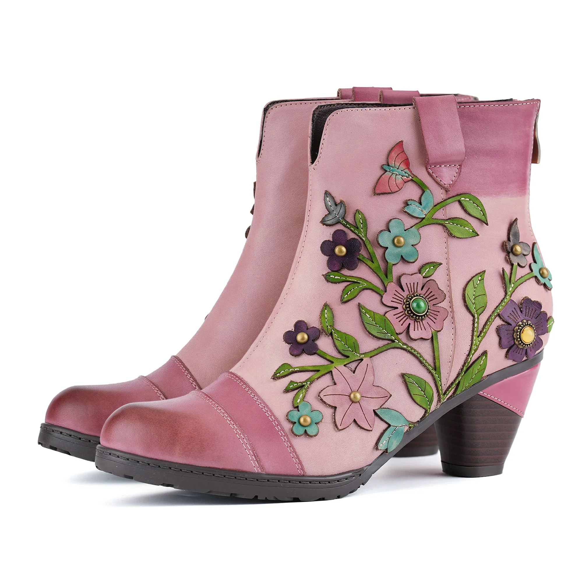 Grace Blossom Pink Ankle Boots sold by superladystar
