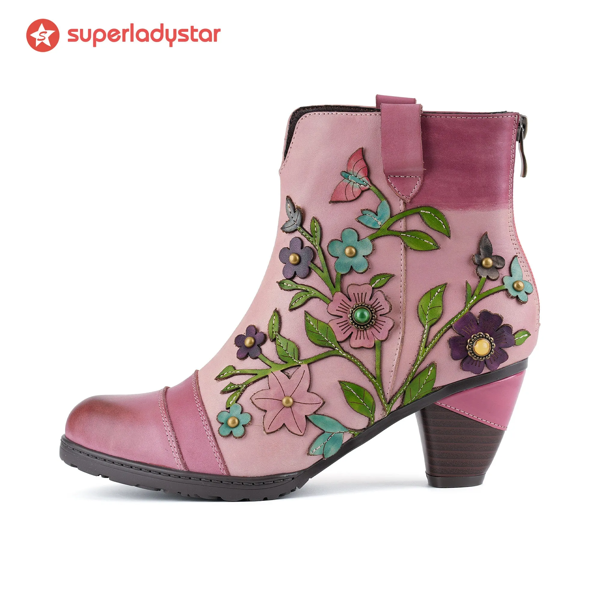Grace Blossom Pink Ankle Boots sold by superladystar product image thumbnail 4