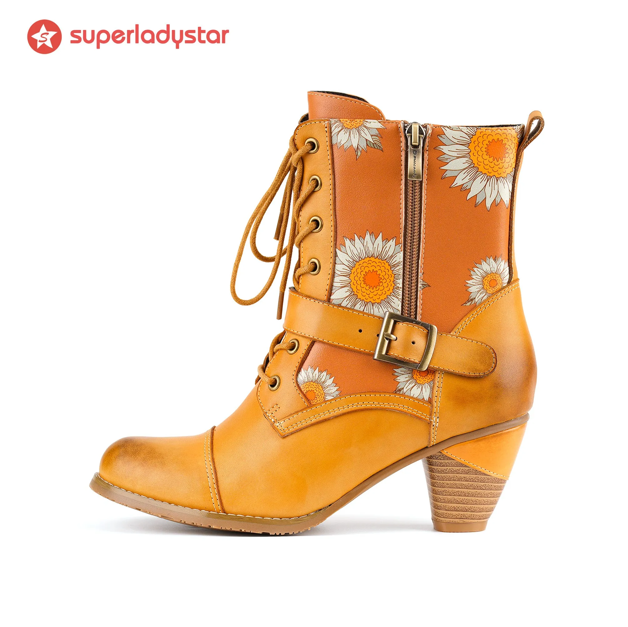 Golden Bloom Lace-Up Ankle Boots sold by superladystar product image thumbnail 4