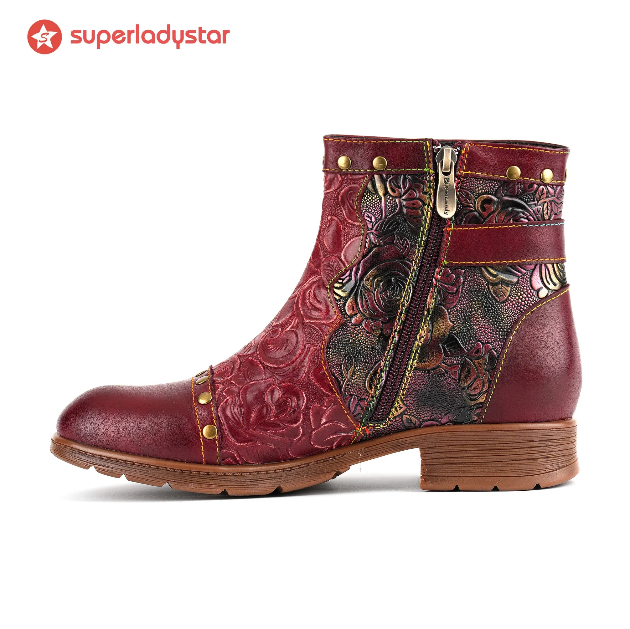 Crimson Rose Embossed Ankle Boots sold by superladystar product image thumbnail 5