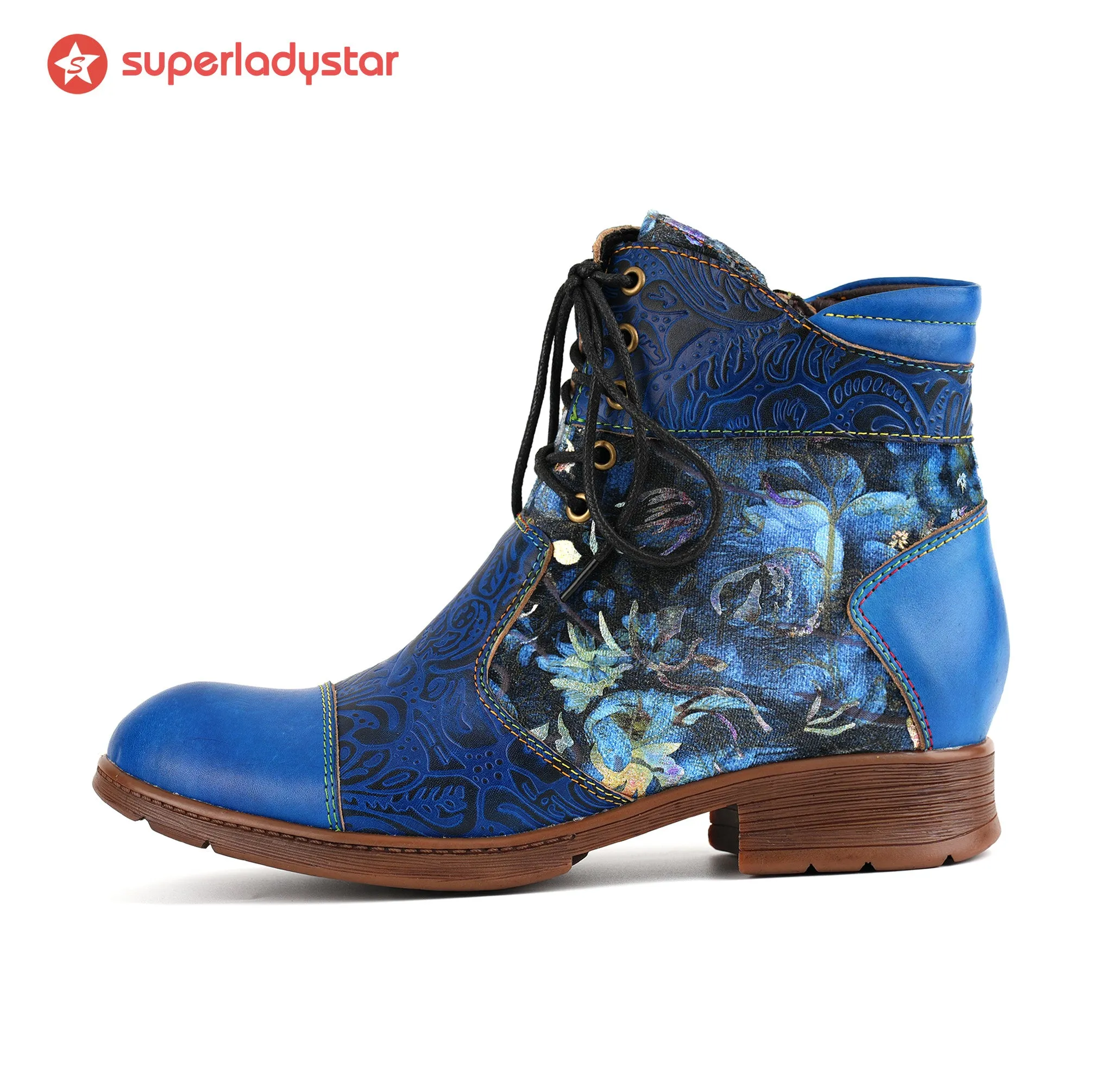 Midnight Blossom Lace-Up Ankle Boots sold by superladystar product image thumbnail 3
