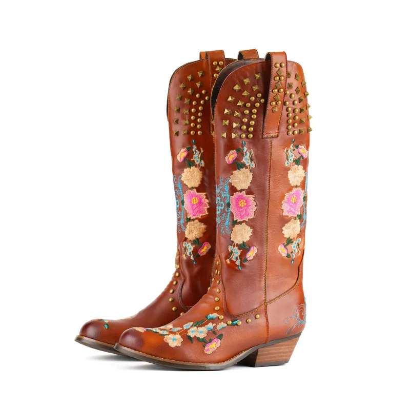 Wildflower Studded Leather Boots sold by superladystar