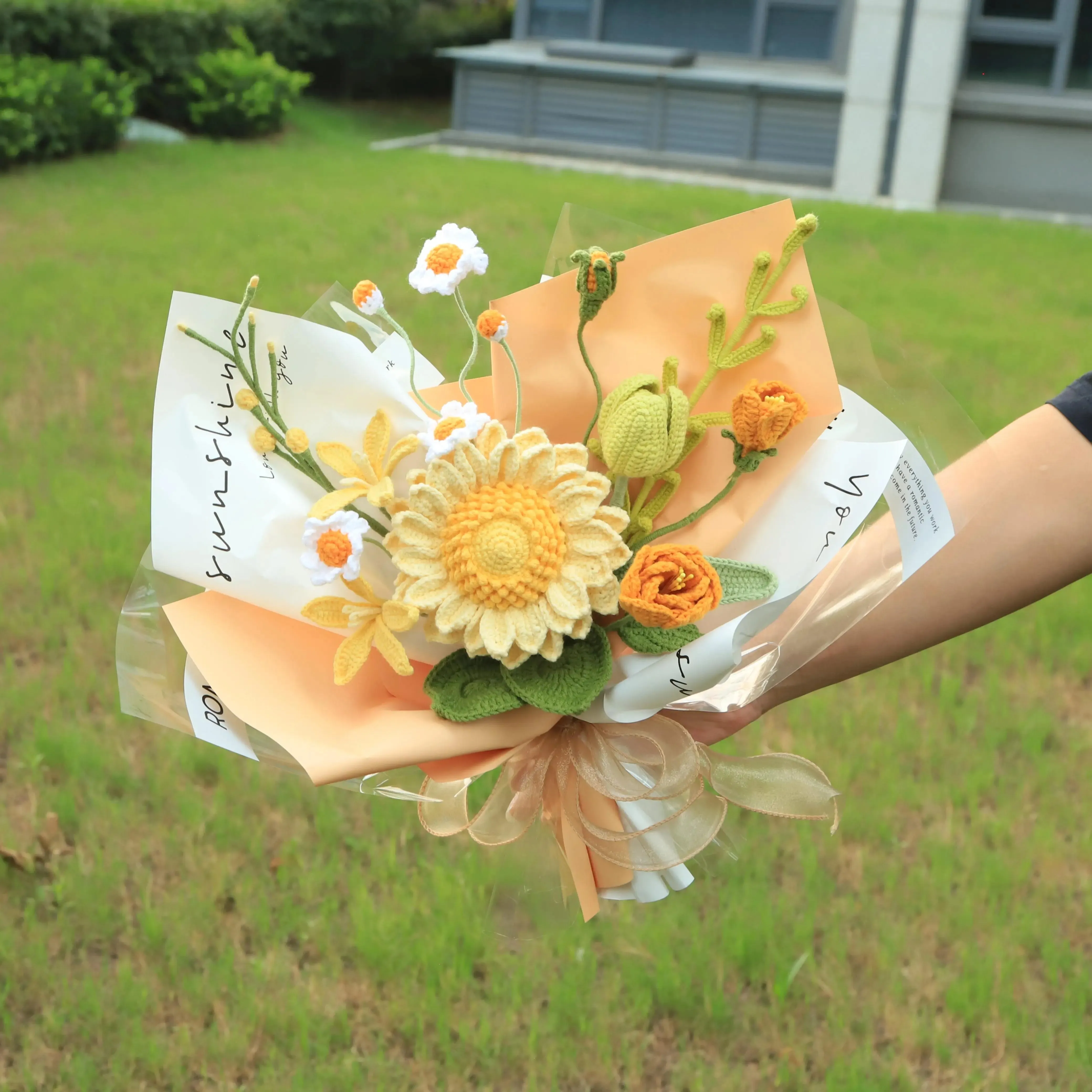 Handmade Knitted Sunflower Bouquet sold by superladystar product image thumbnail 5