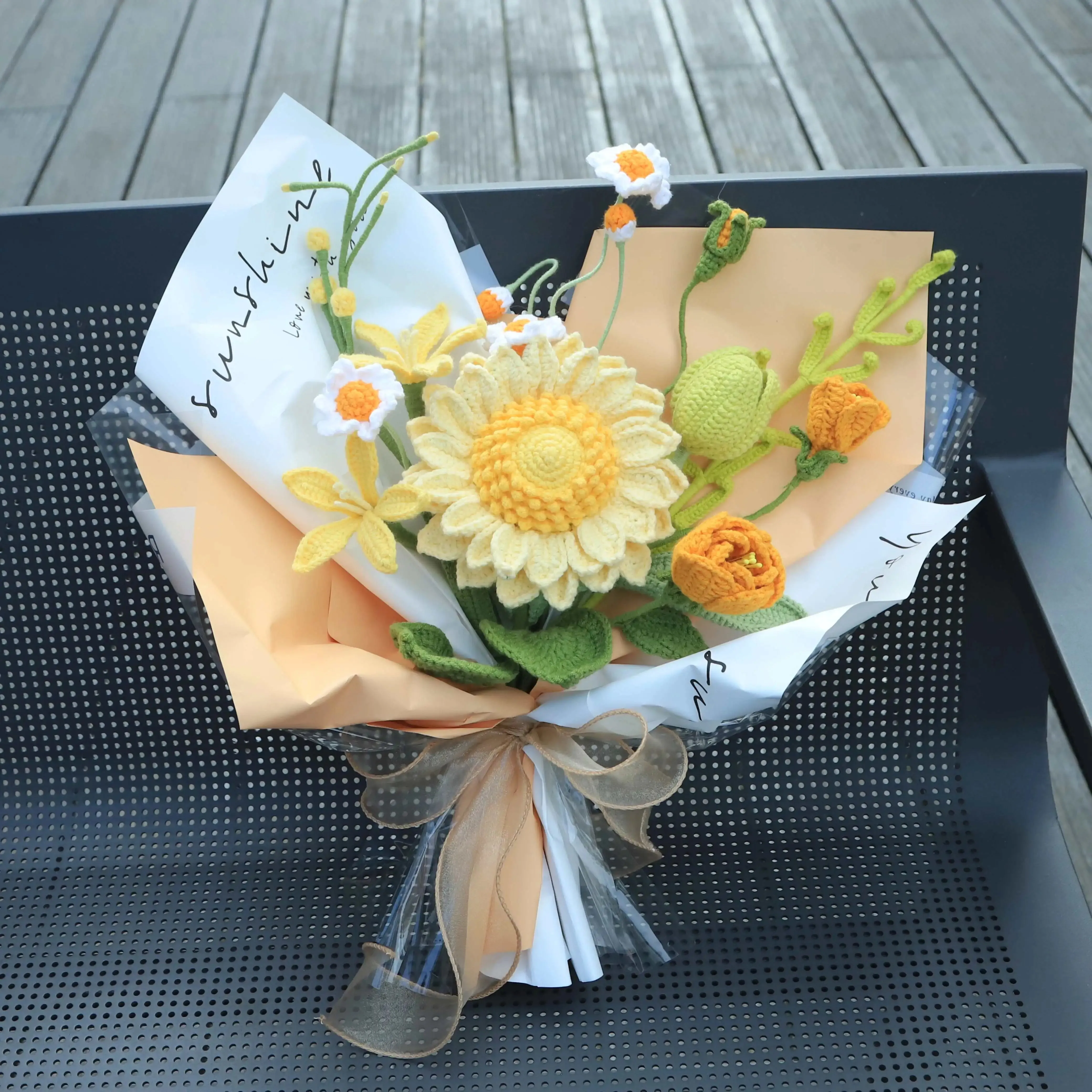 Handmade Knitted Sunflower Bouquet sold by superladystar product image thumbnail 4