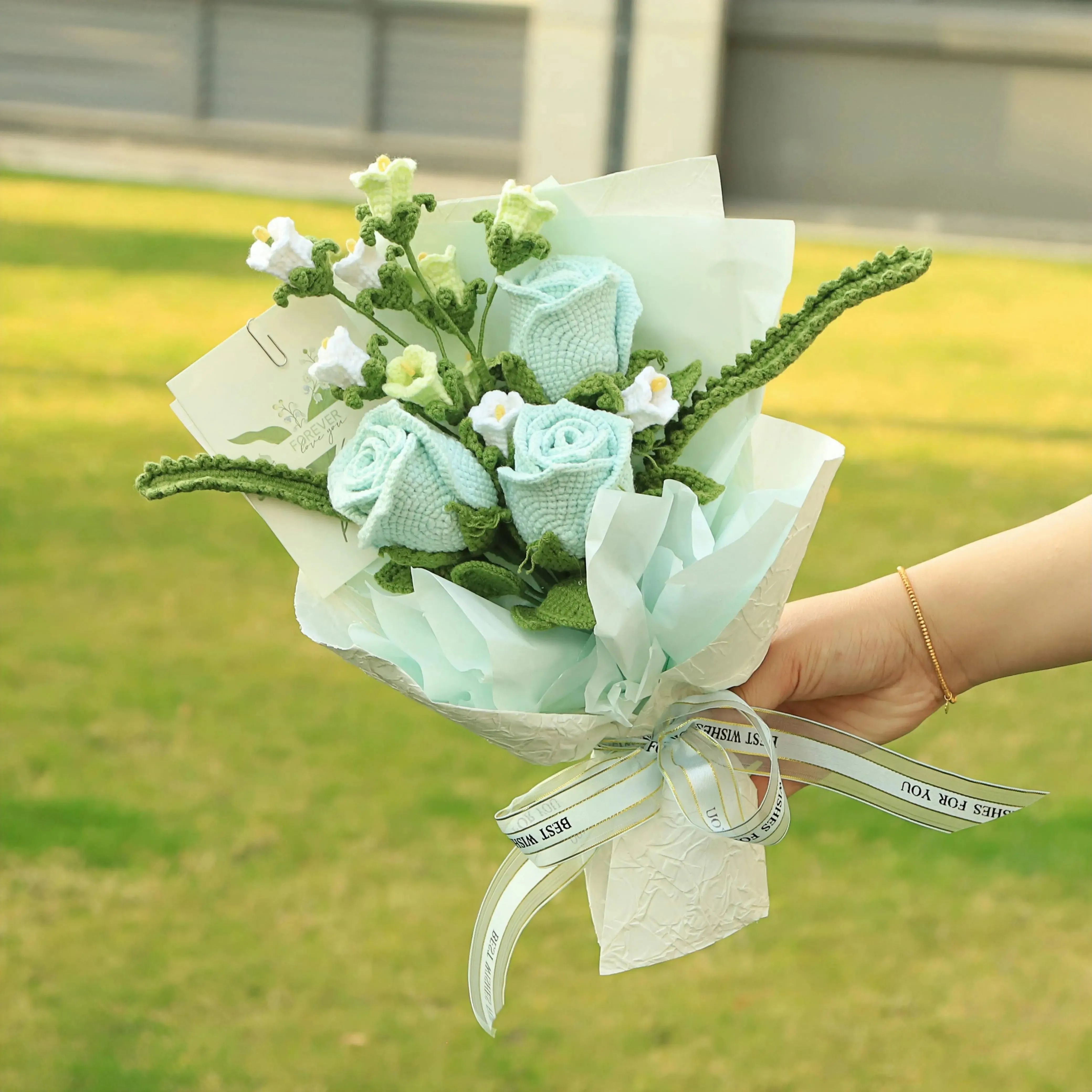 Handmade Knitted Rose Bouquet sold by superladystar product image thumbnail 3