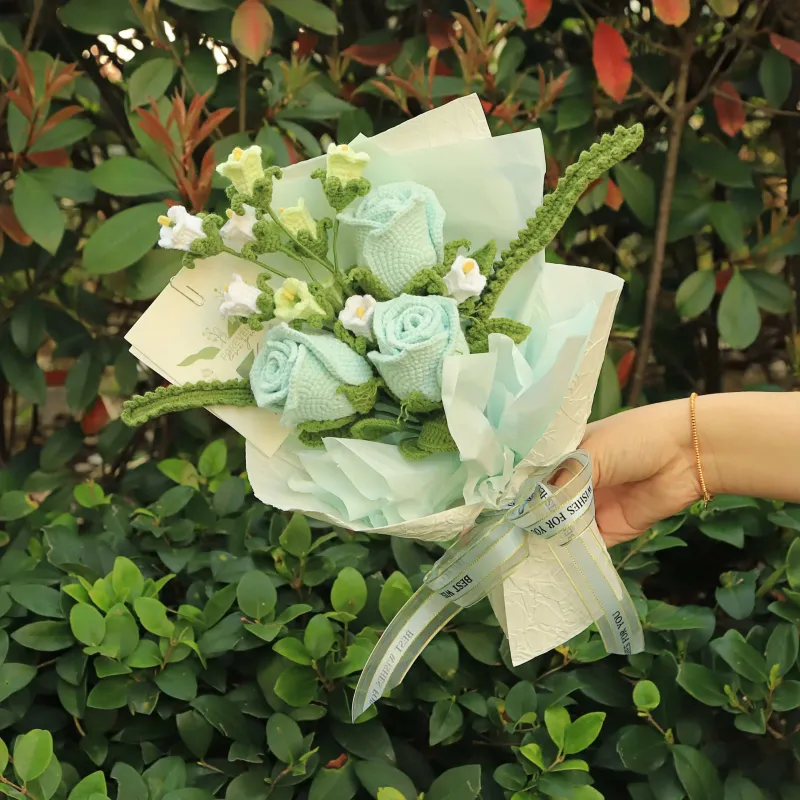 Handmade Knitted Rose Bouquet sold by superladystar