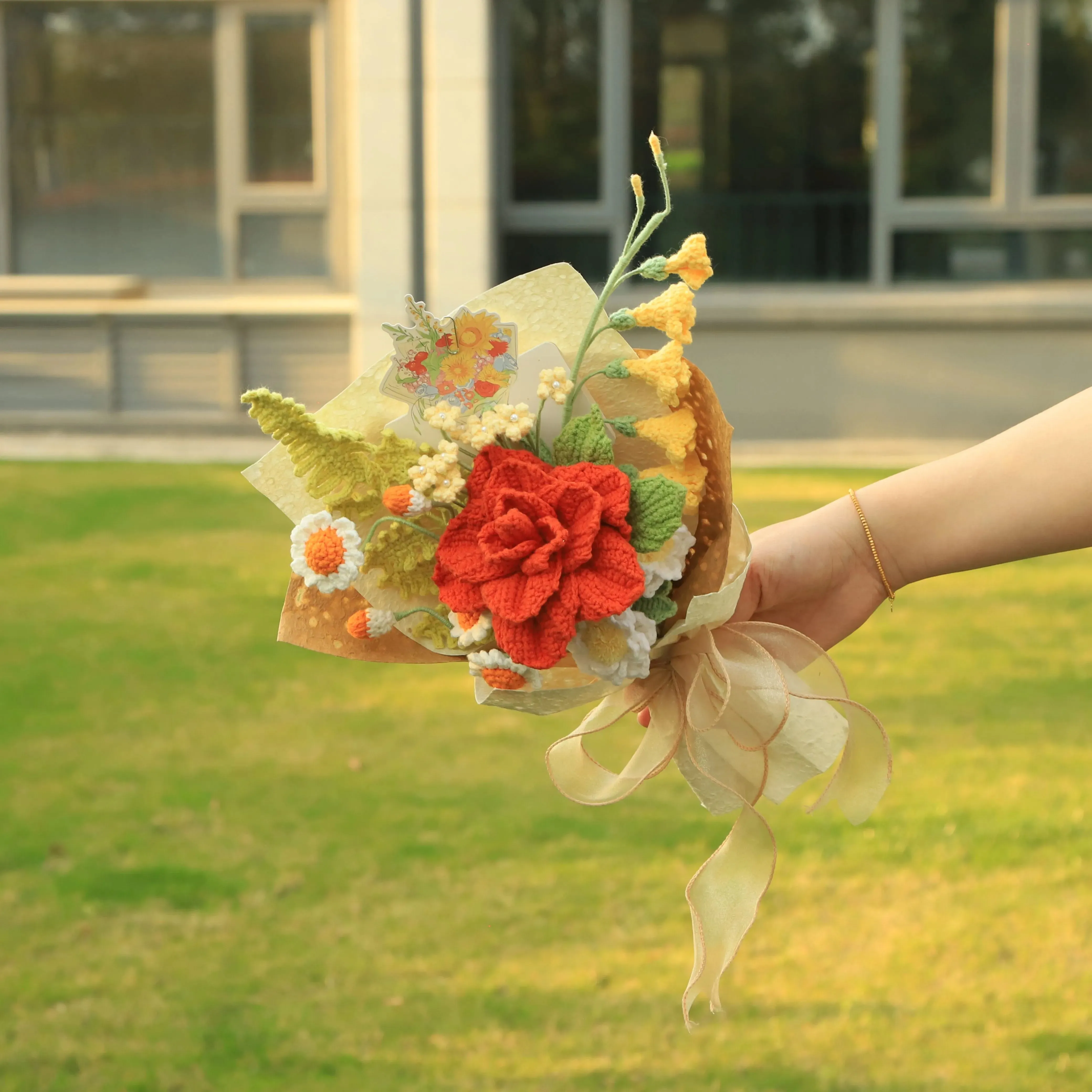 Handmade Knitted Rose Bouquet sold by superladystar product image thumbnail 4