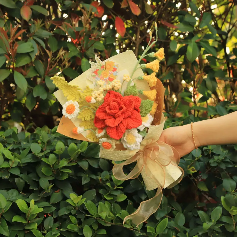 Handmade Knitted Rose Bouquet sold by superladystar