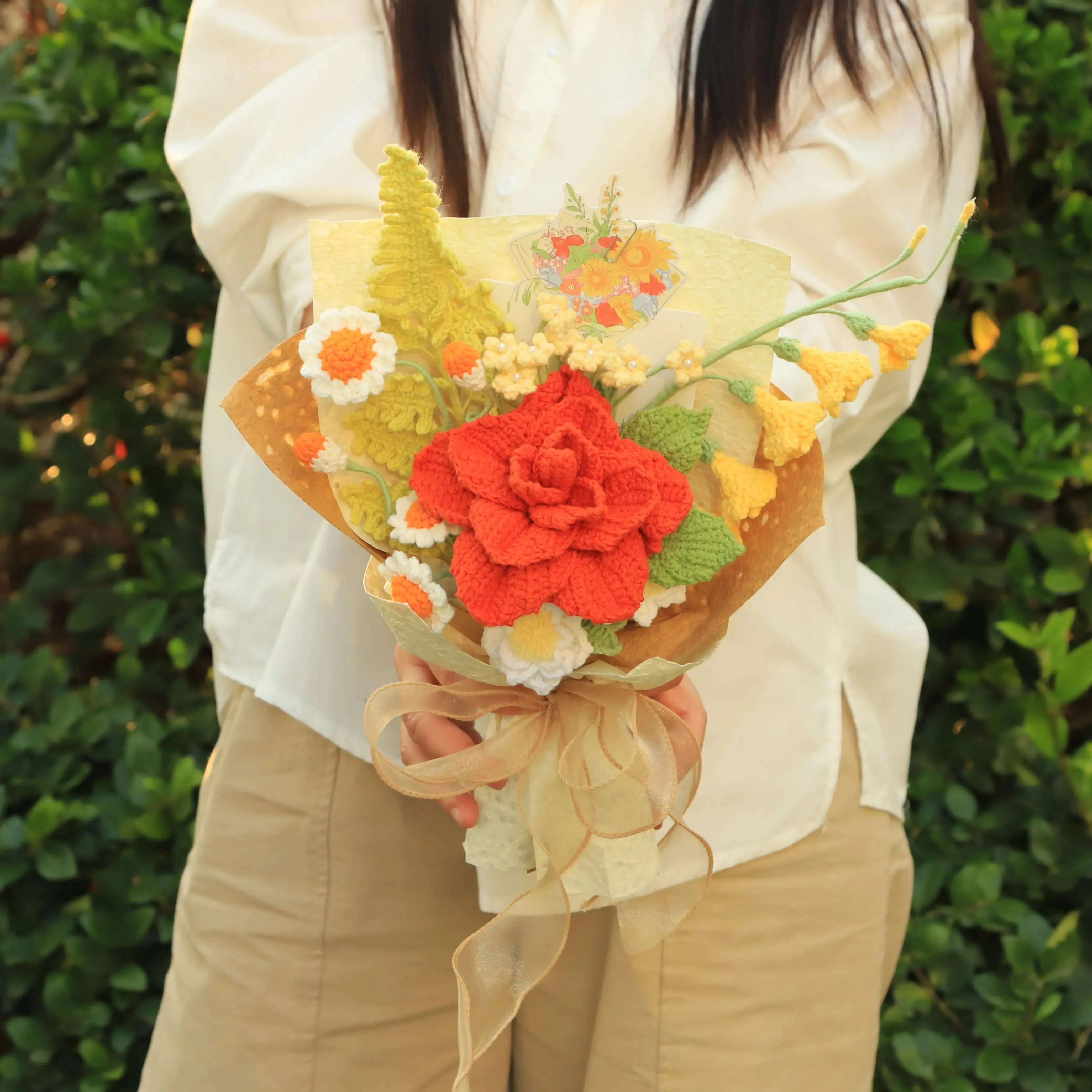 Handmade Knitted Rose Bouquet sold by superladystar product image thumbnail 3