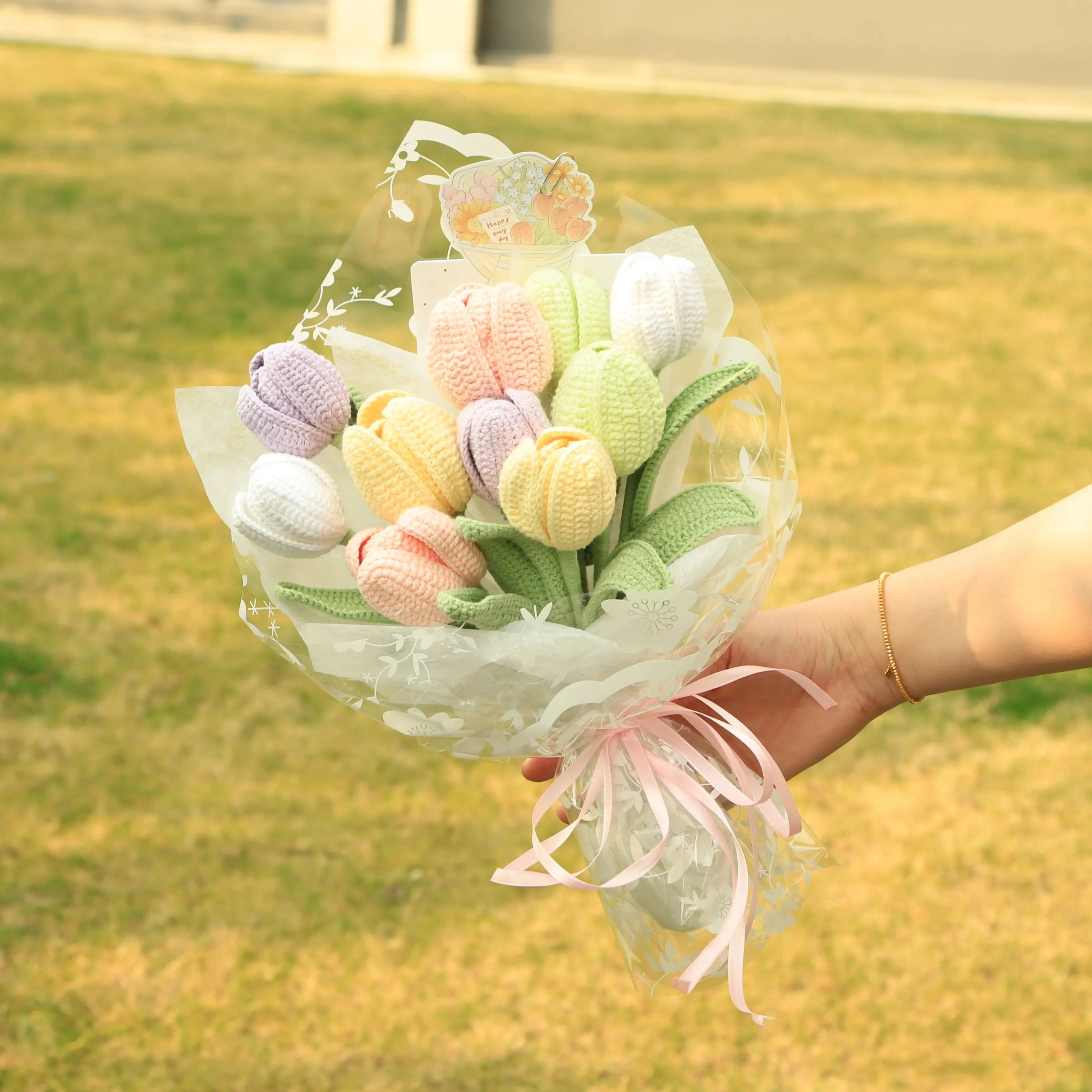 Handmade Knitted Tulip Bouquet sold by superladystar product image thumbnail 3