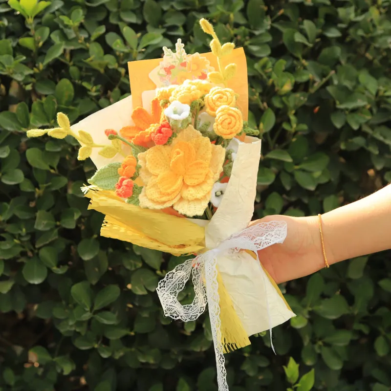 Handmade Knitted Rose Yarn Bouquet sold by superladystar