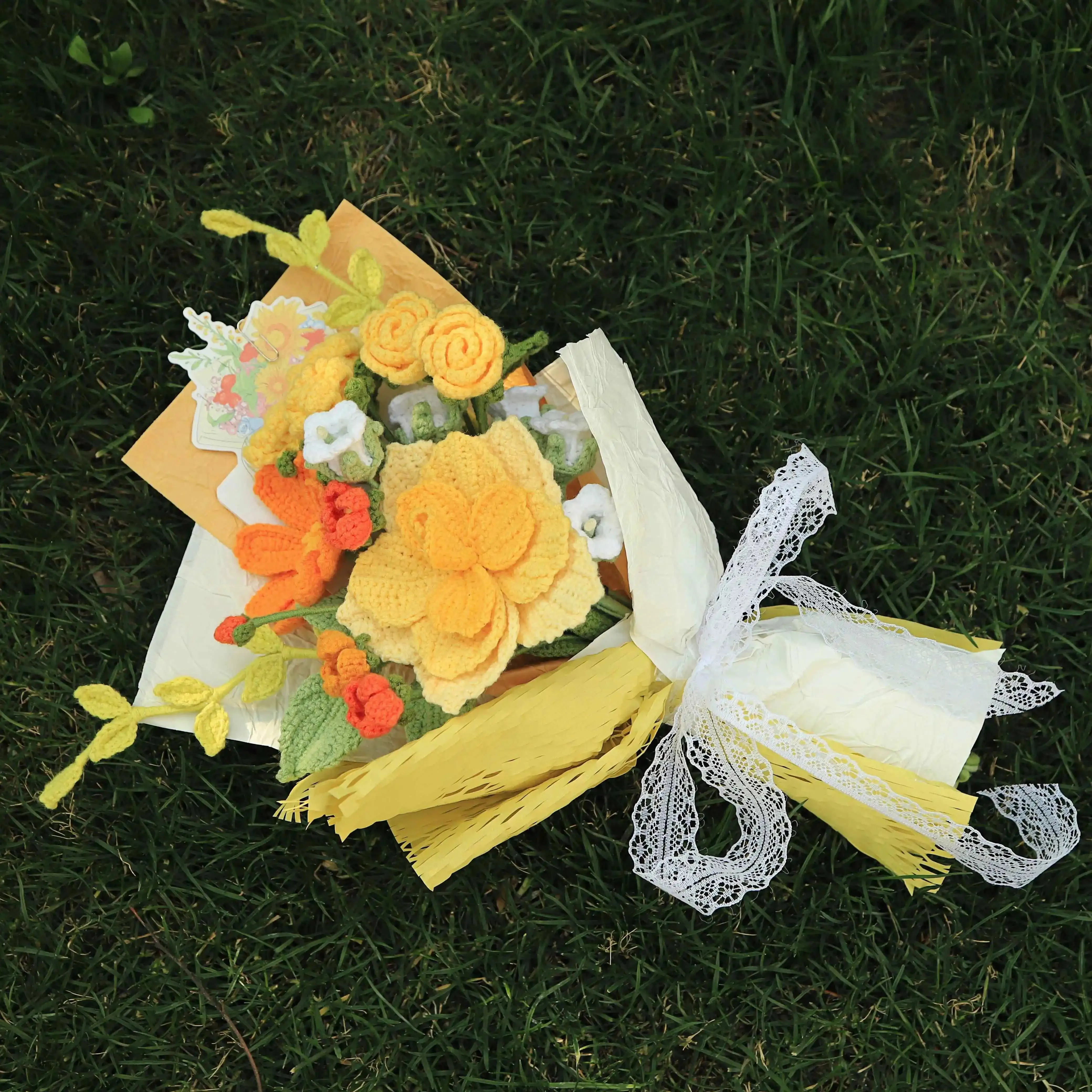 Handmade Knitted Rose Yarn Bouquet sold by superladystar product image thumbnail 2