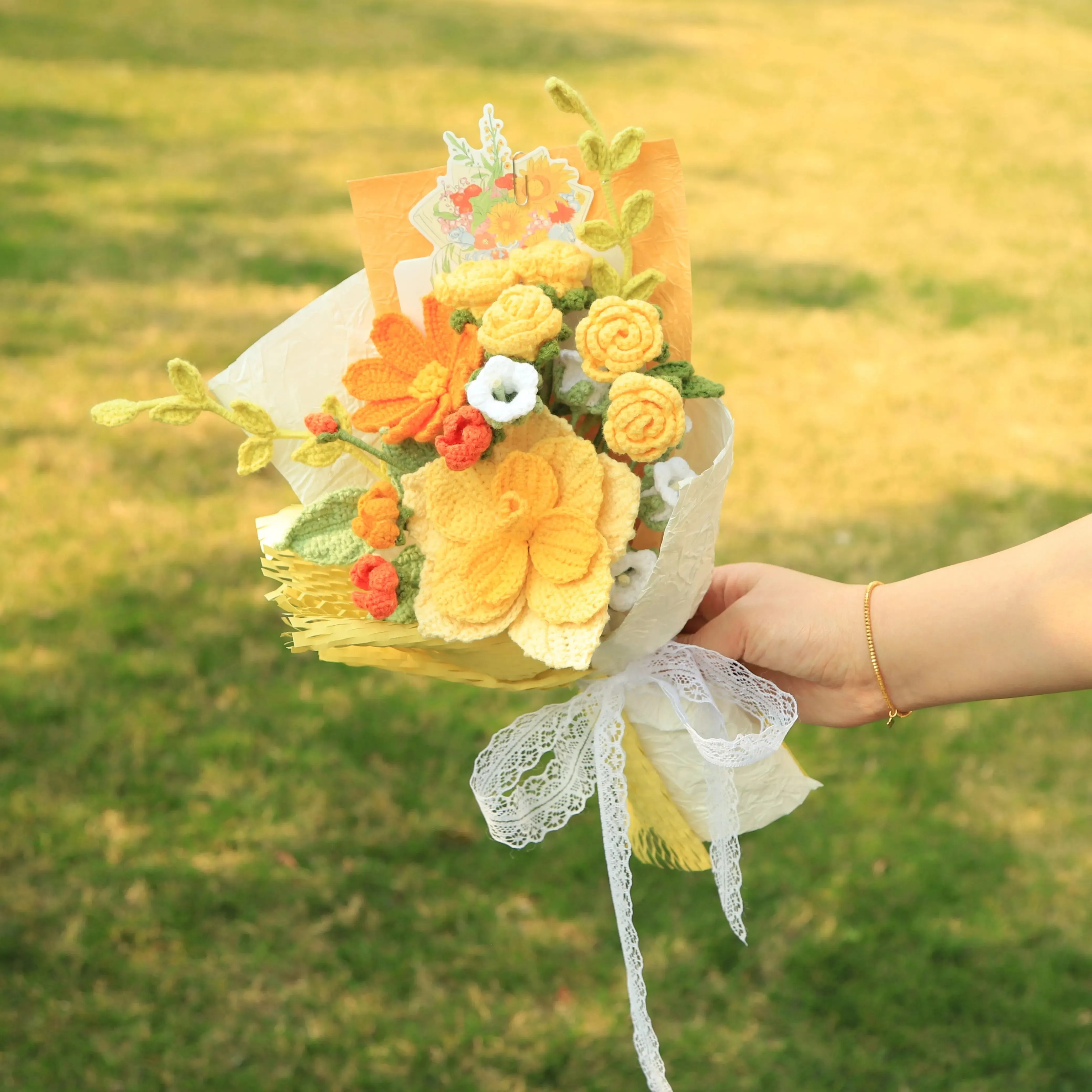 Handmade Knitted Rose Yarn Bouquet sold by superladystar product image thumbnail 3