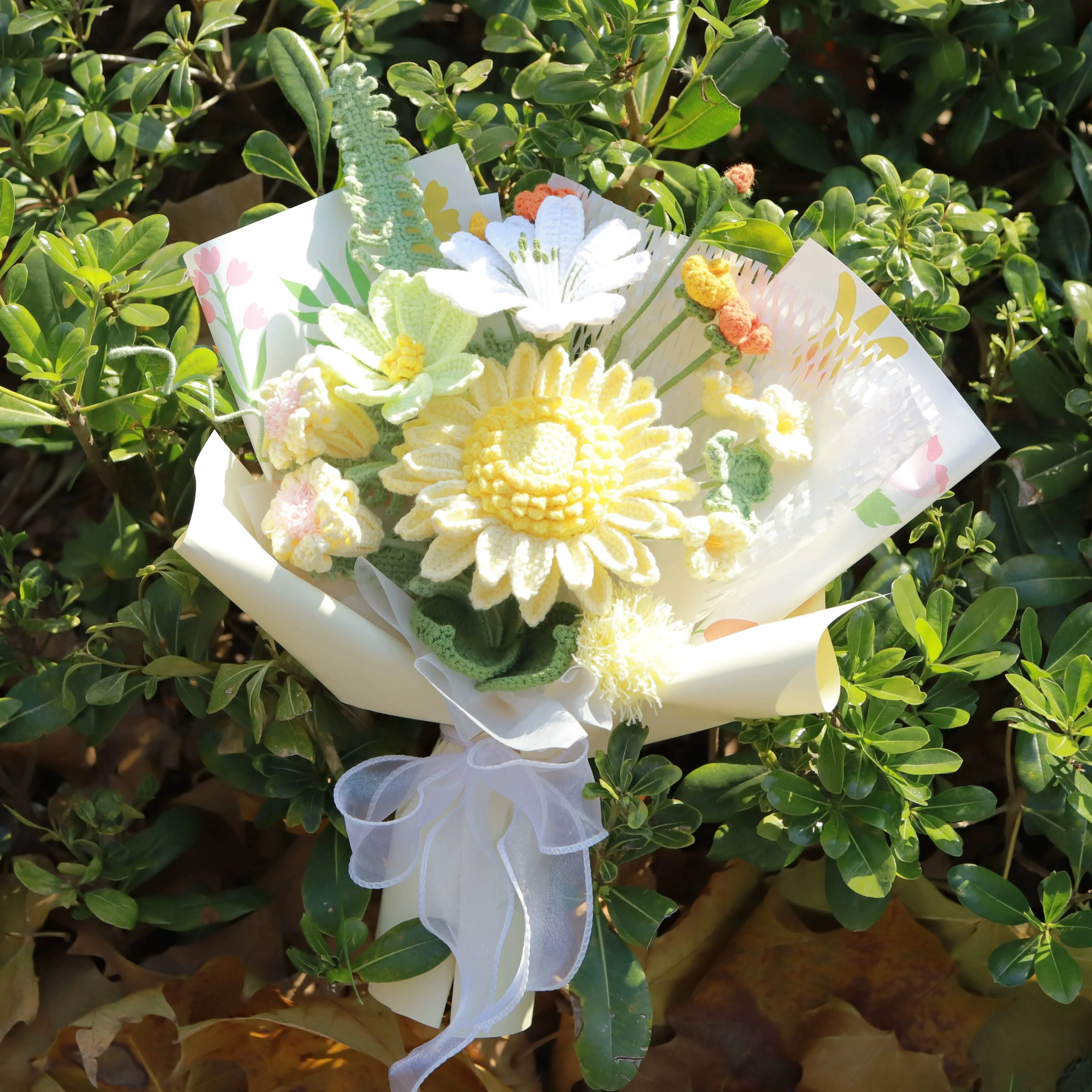 Premium Handmade Sunflower Yarn Bouquet sold by superladystar product image thumbnail 3