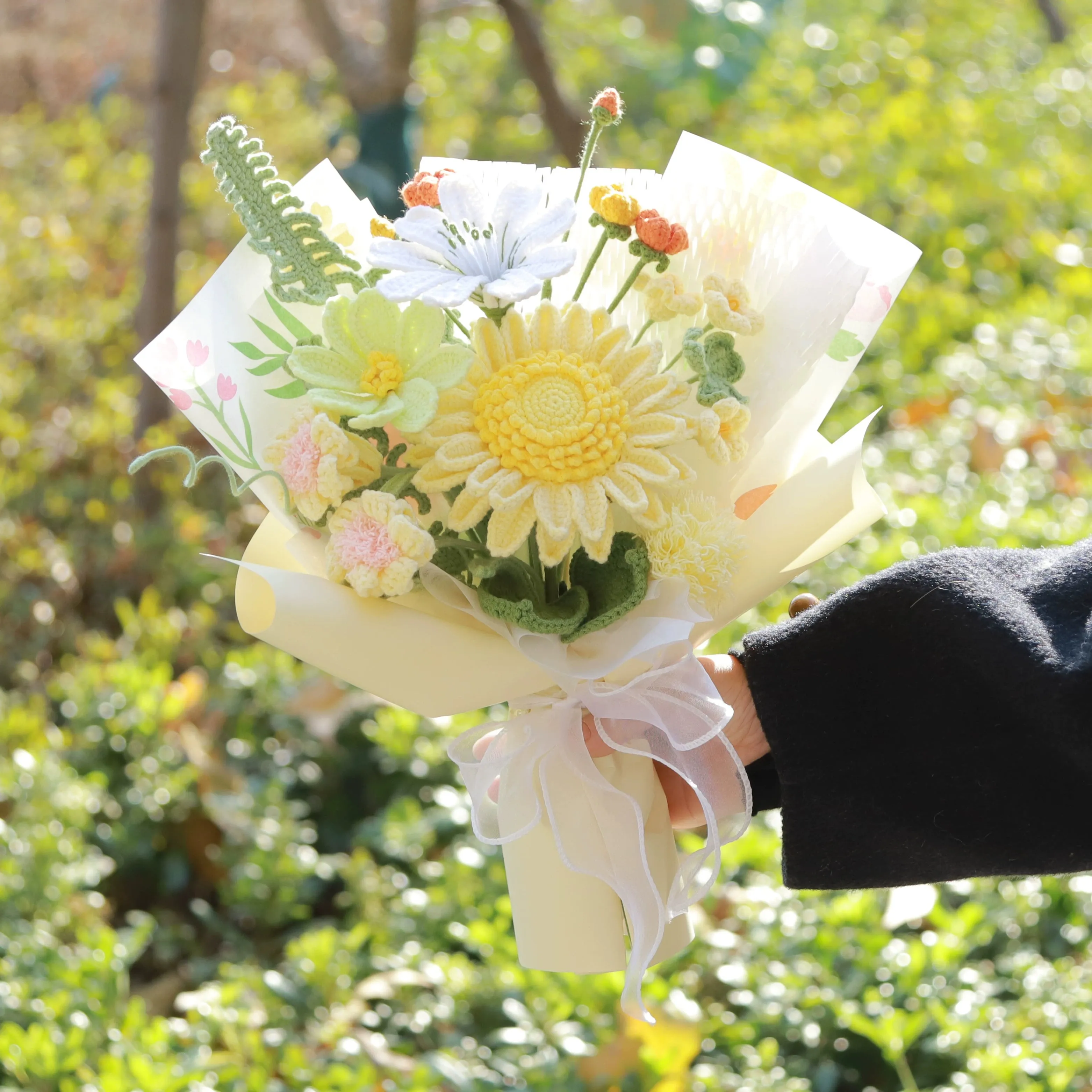 Premium Handmade Sunflower Yarn Bouquet sold by superladystar