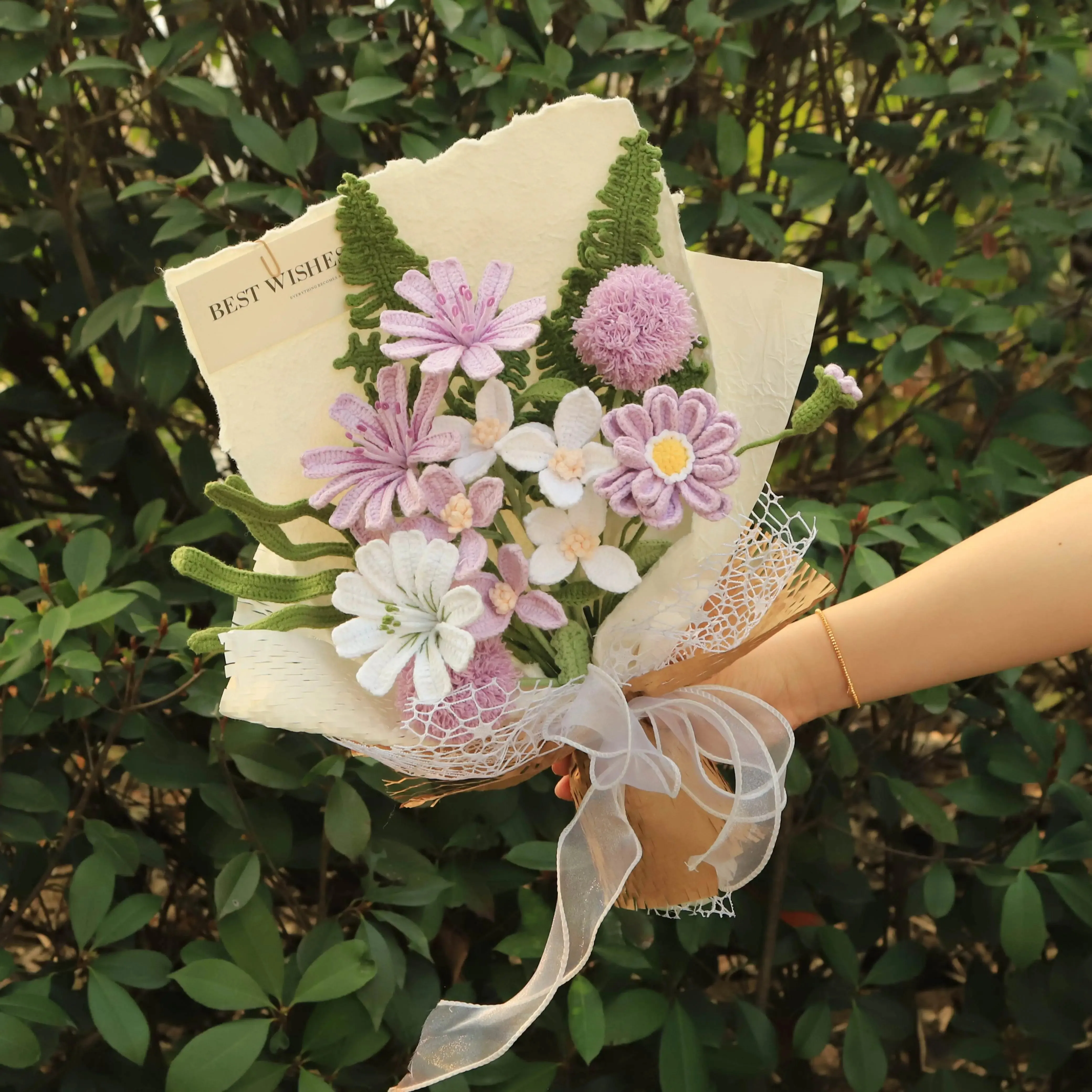 Handmade Knitted Flower Bouquet sold by superladystar