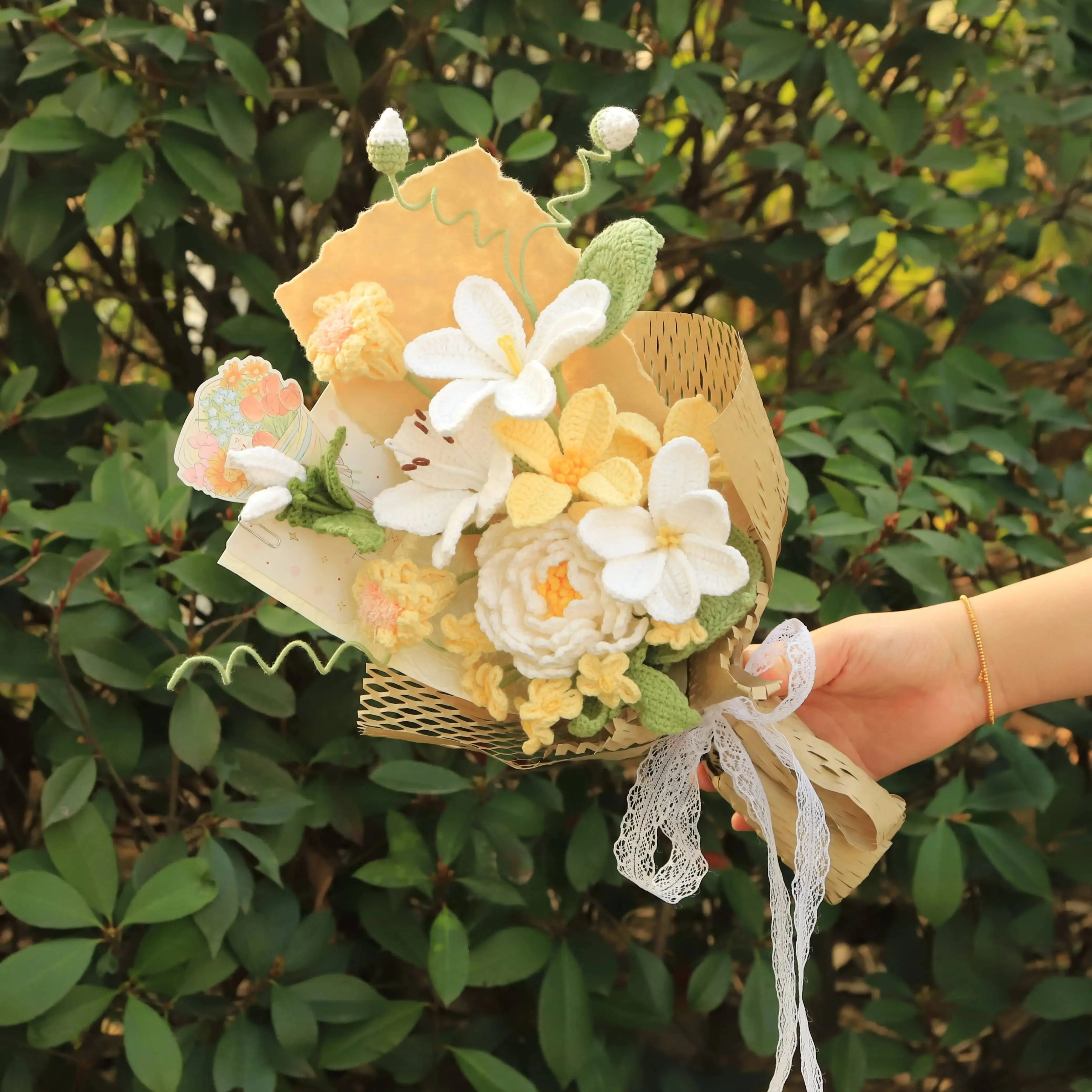 Handmade Tung Blossom Yarn Bouquet sold by superladystar product image thumbnail 2