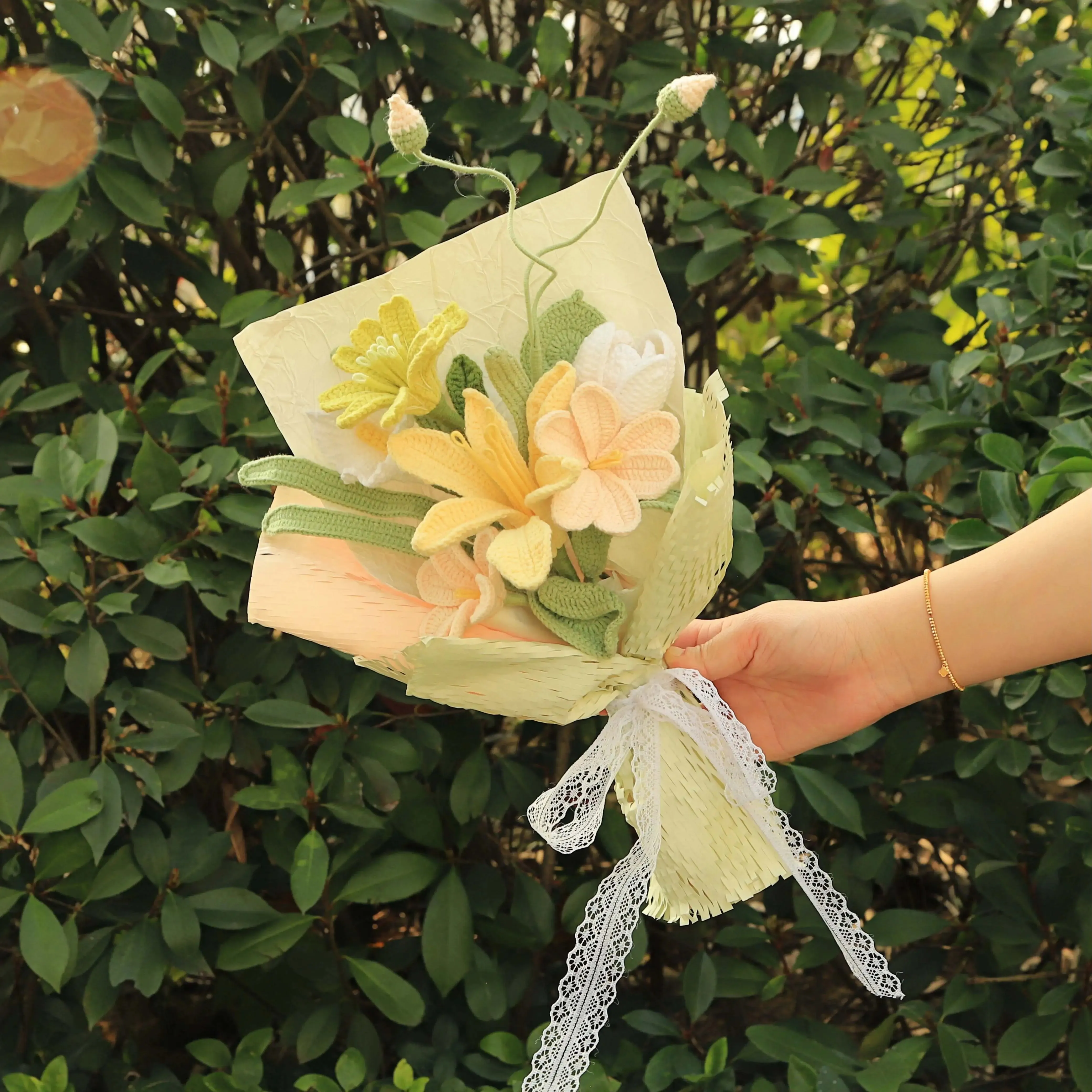 Handmade Tung Blossom Yarn Bouquet sold by superladystar product image thumbnail 3