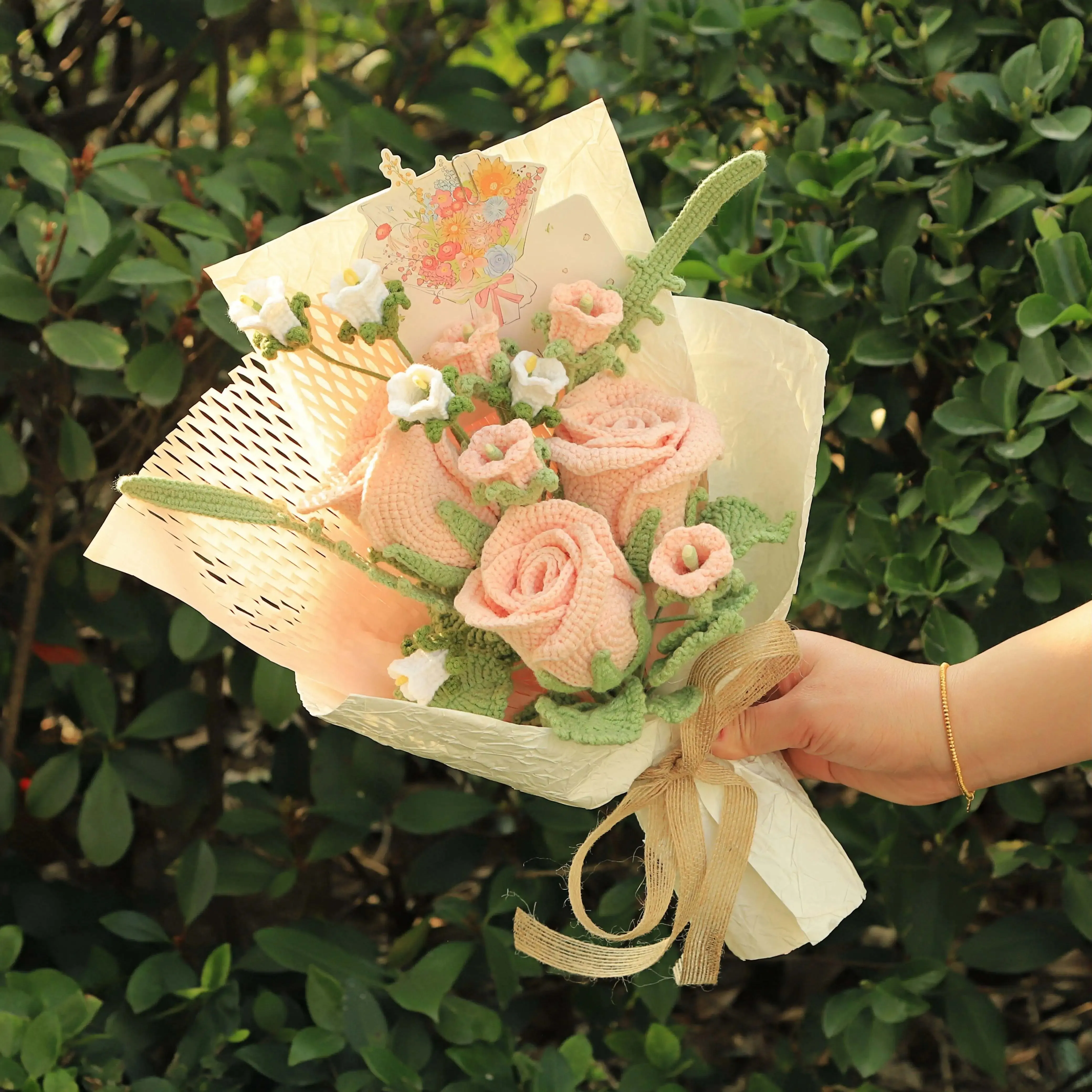 Handmade Rose Yarn Bouquet sold by superladystar product image thumbnail 3