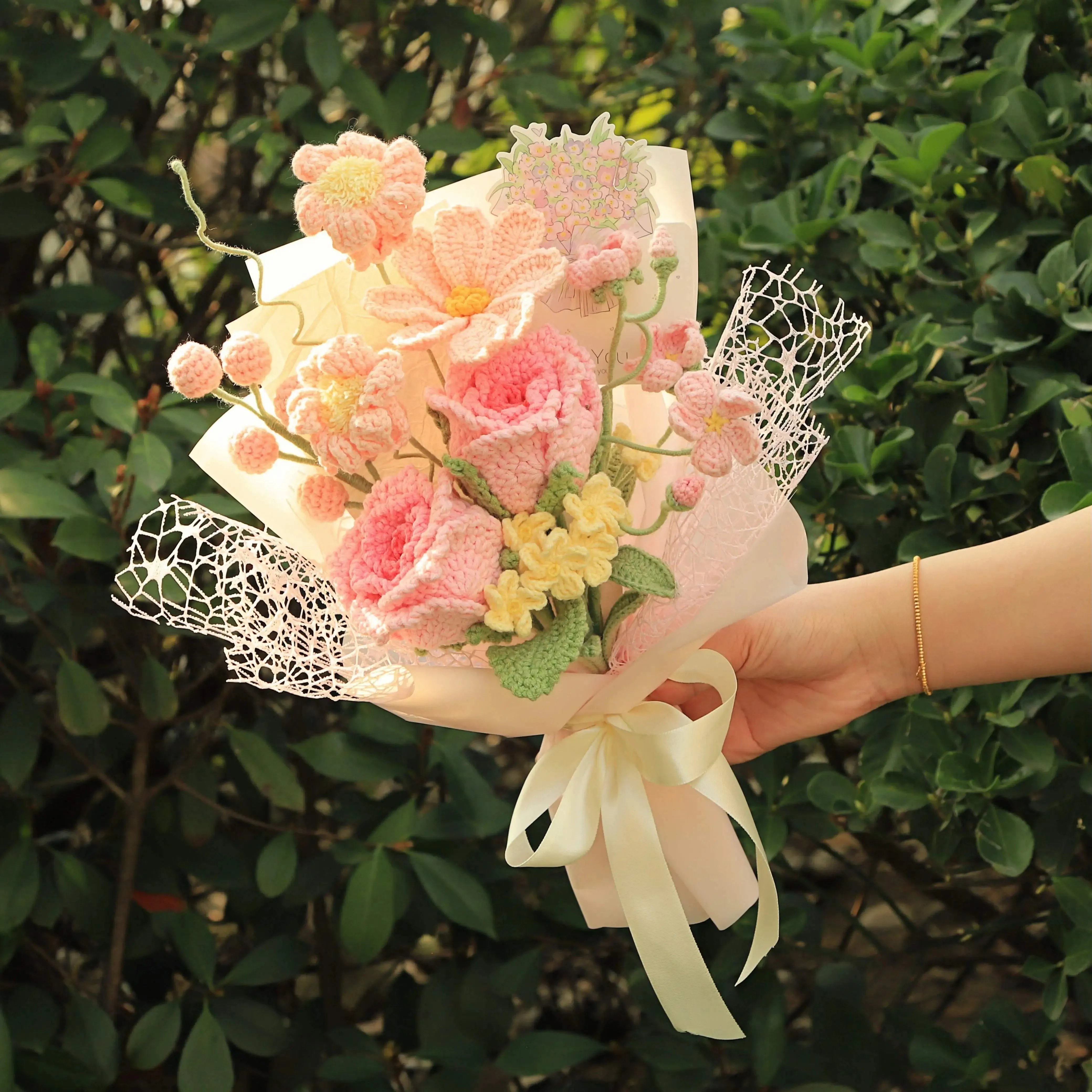 Handmade Rose Yarn Bouquet sold by superladystar product image thumbnail 2