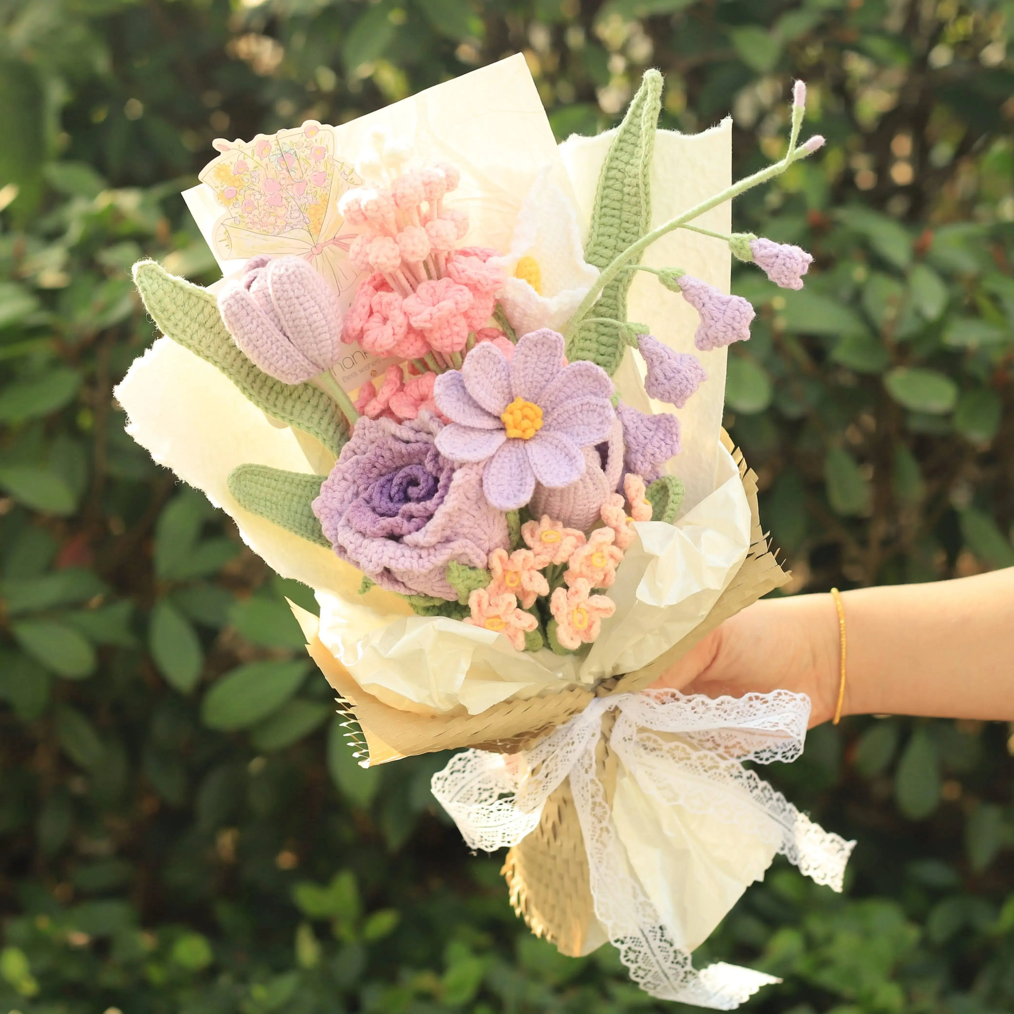 Handmade Hyacinth Yarn Bouquet sold by superladystar