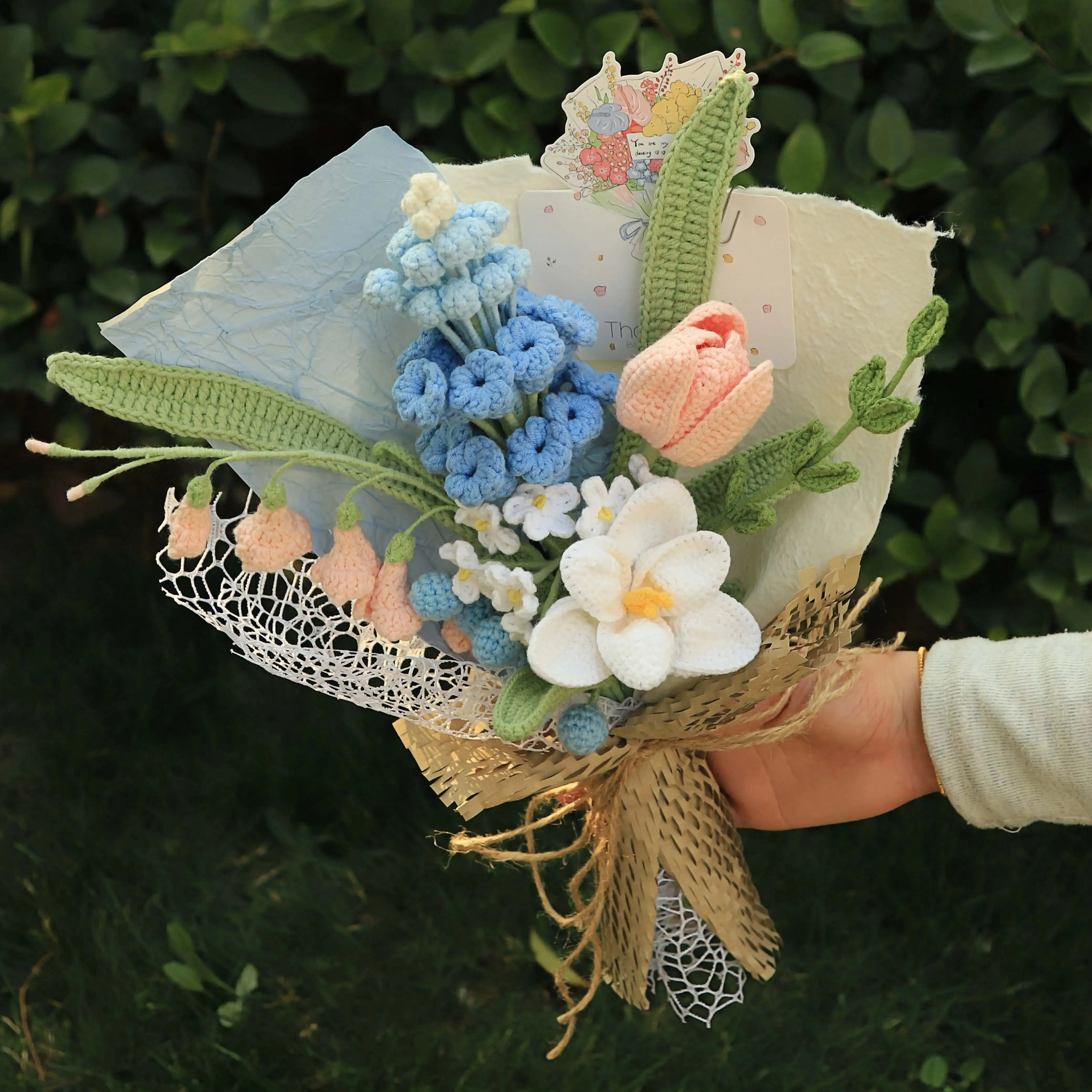 Handmade Hyacinth Yarn Bouquet sold by superladystar product image thumbnail 3