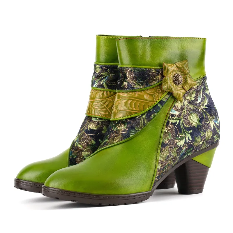 Handmade Nature Bloom Ankle Boots sold by superladystar