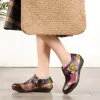 Vintage Hand Painted Genuine Leather Flat Shoes sold by superladystar