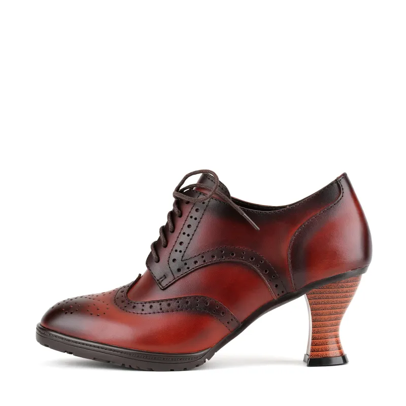 Vintage Oxford-Style Lace-Up Leather Pumps made by superladystar