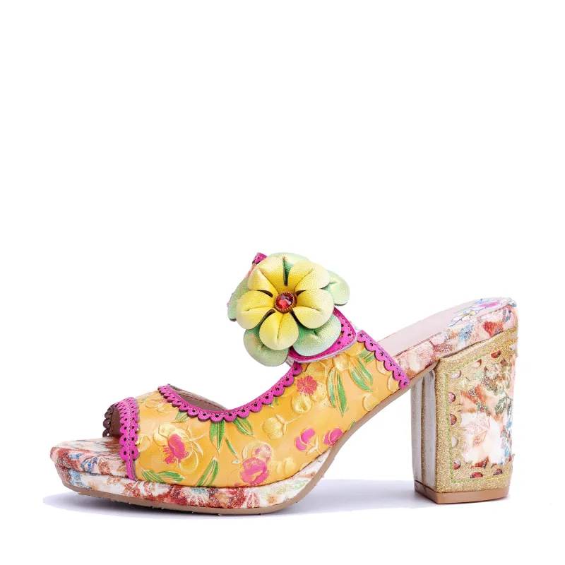 Floral Embossed Mule Heels made by superladystar