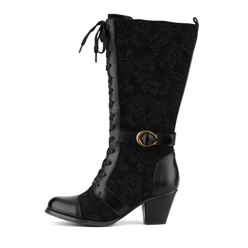 Floral Printed Fabric Boots made by superladystar