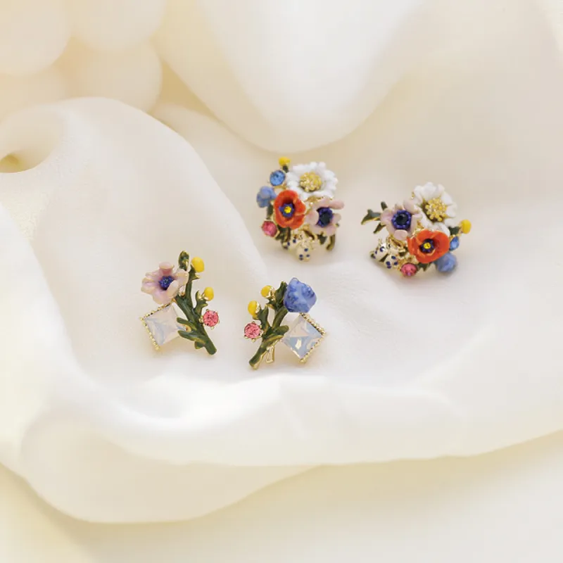Fashionable Enamel Floral Earrings sold by superladystar