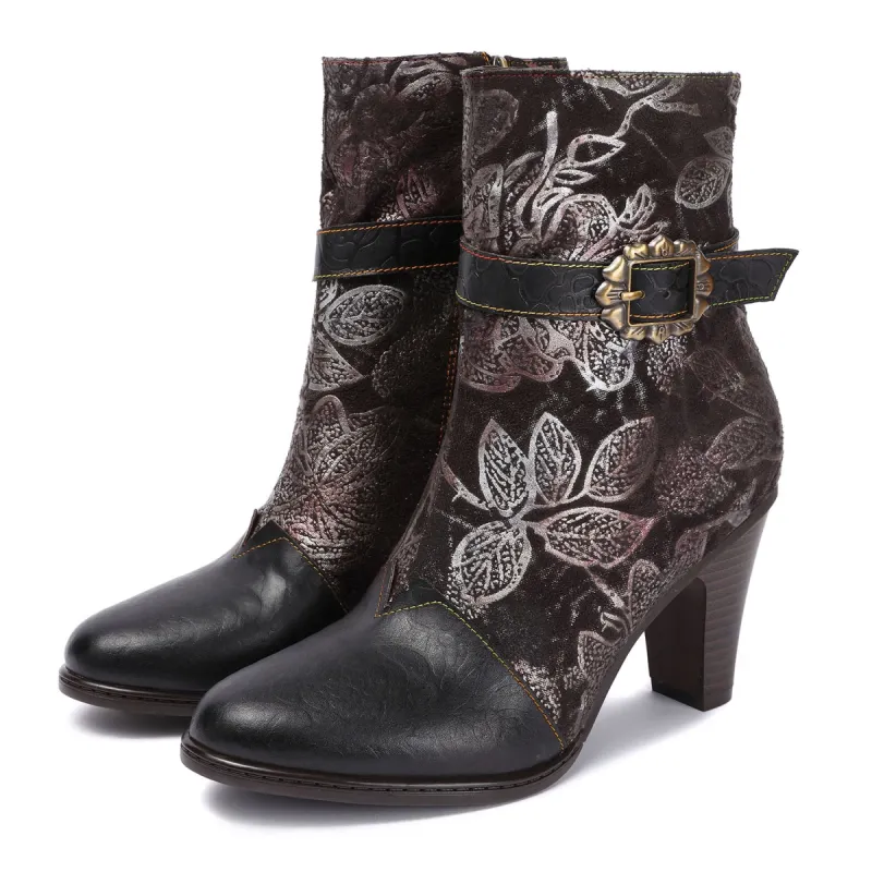 Leather Hand-stitched High Heel Boots sold by superladystar