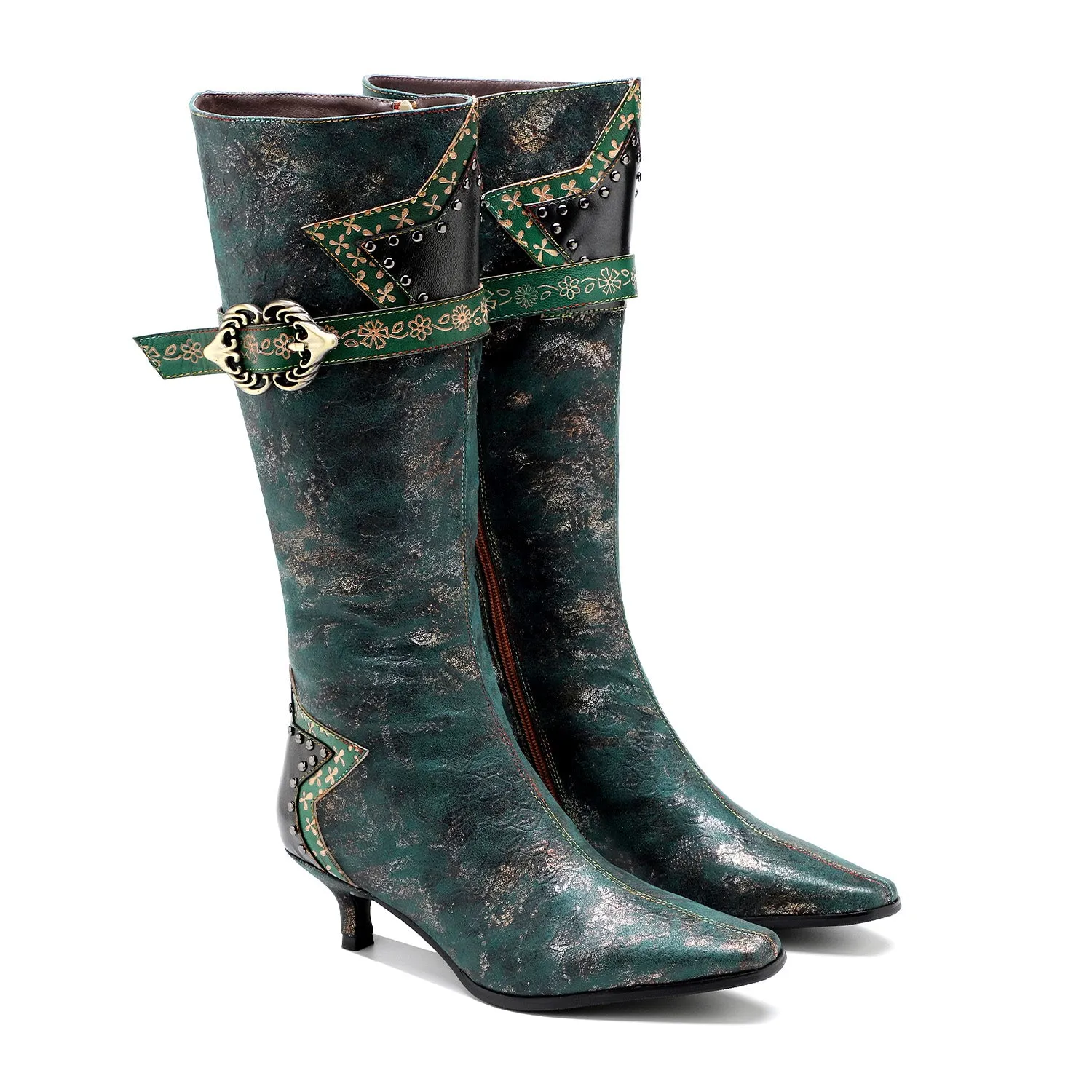 Handmade Gothic Metal Buckle Stiletto Heel Boots sold by superladystar product image thumbnail 5