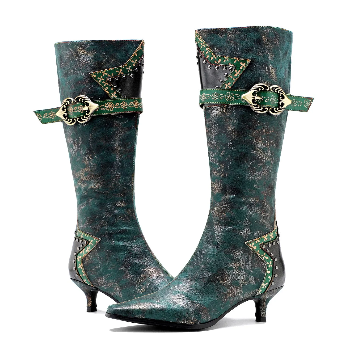 Handmade Gothic Metal Buckle Stiletto Heel Boots sold by superladystar product image thumbnail 2