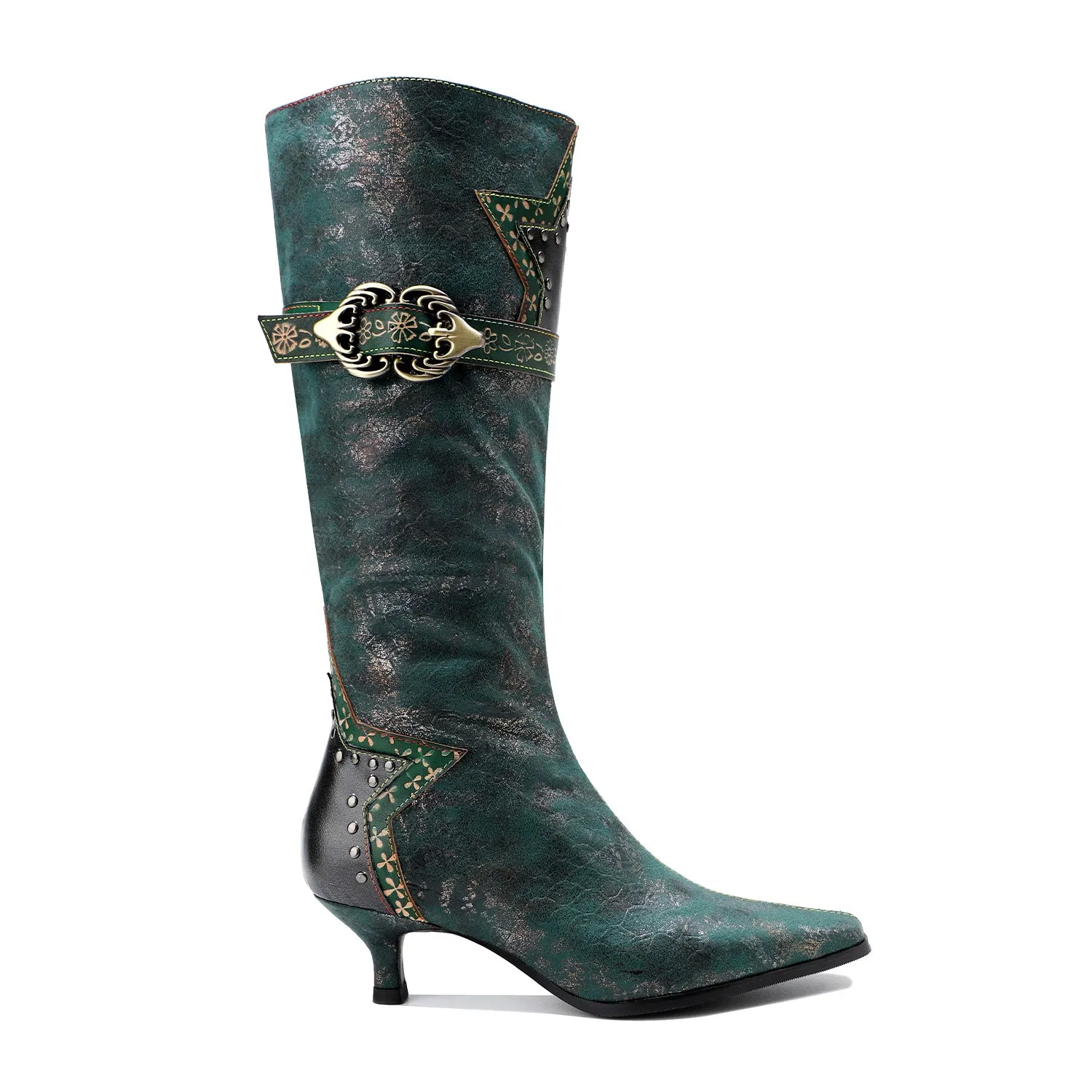 Handmade Gothic Metal Buckle Stiletto Heel Boots sold by superladystar product image thumbnail 4