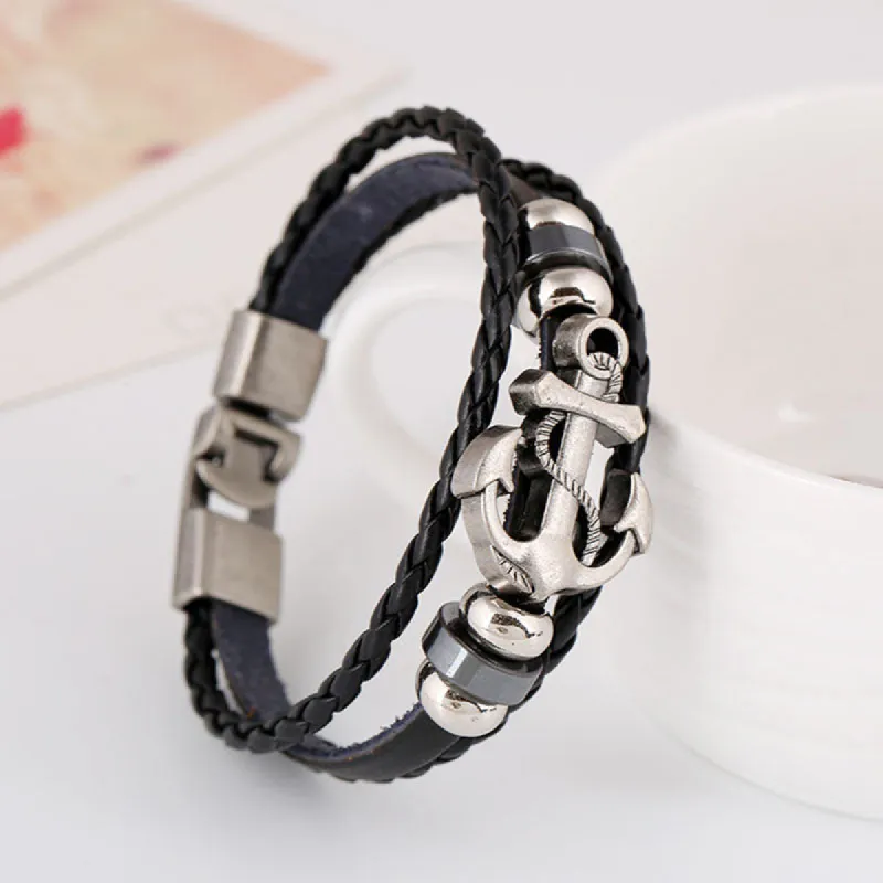 Punk Alloy Anchor Cowhide Bracelet sold by superladystar