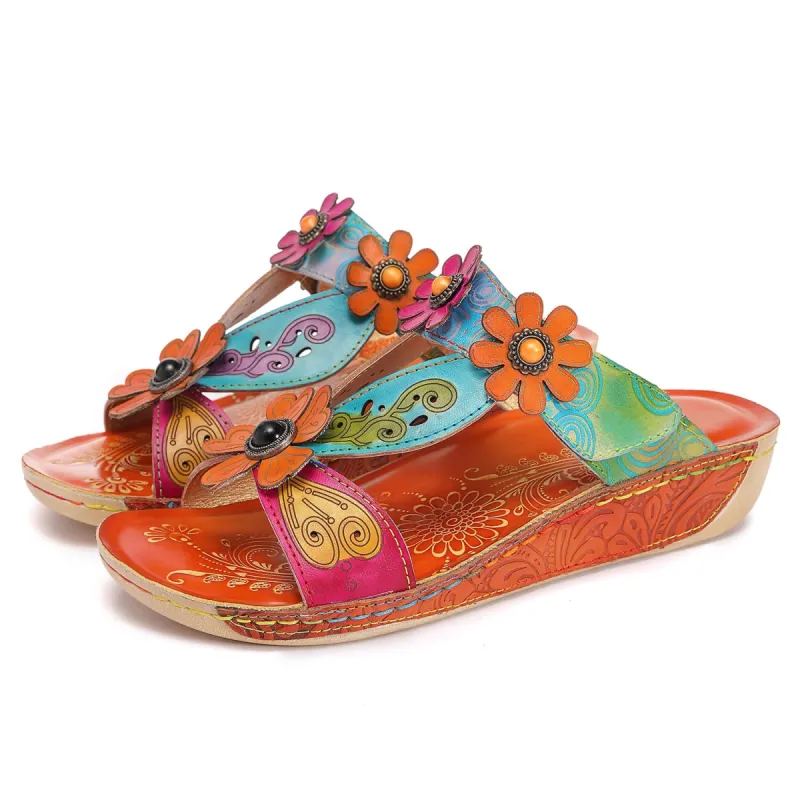 Printed Leather Handmade Sandals sold by superladystar