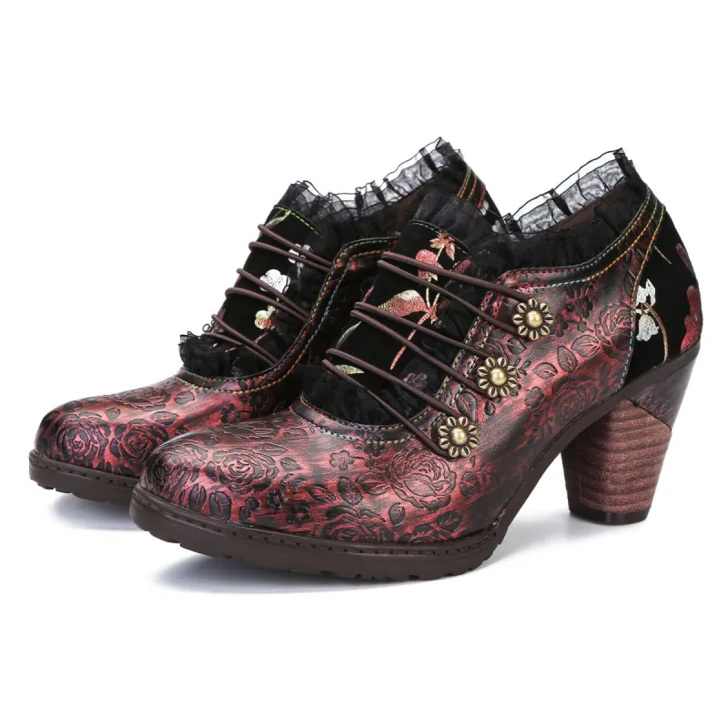 Retro Handmade Lace Classic Pumps sold by superladystar