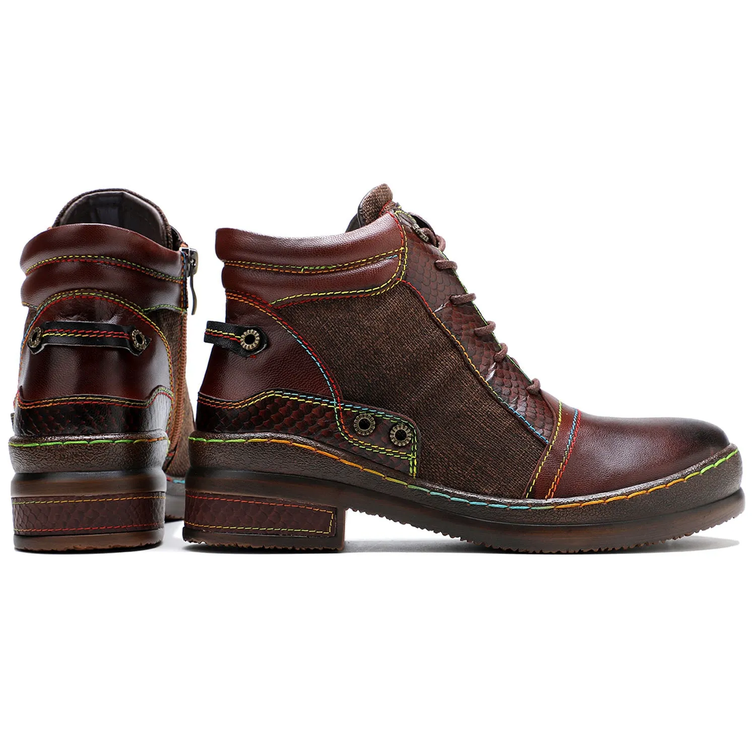 Handmade Color Rubbed Vintage Comfortable Ankle Boots sold by superladystar product image thumbnail 4