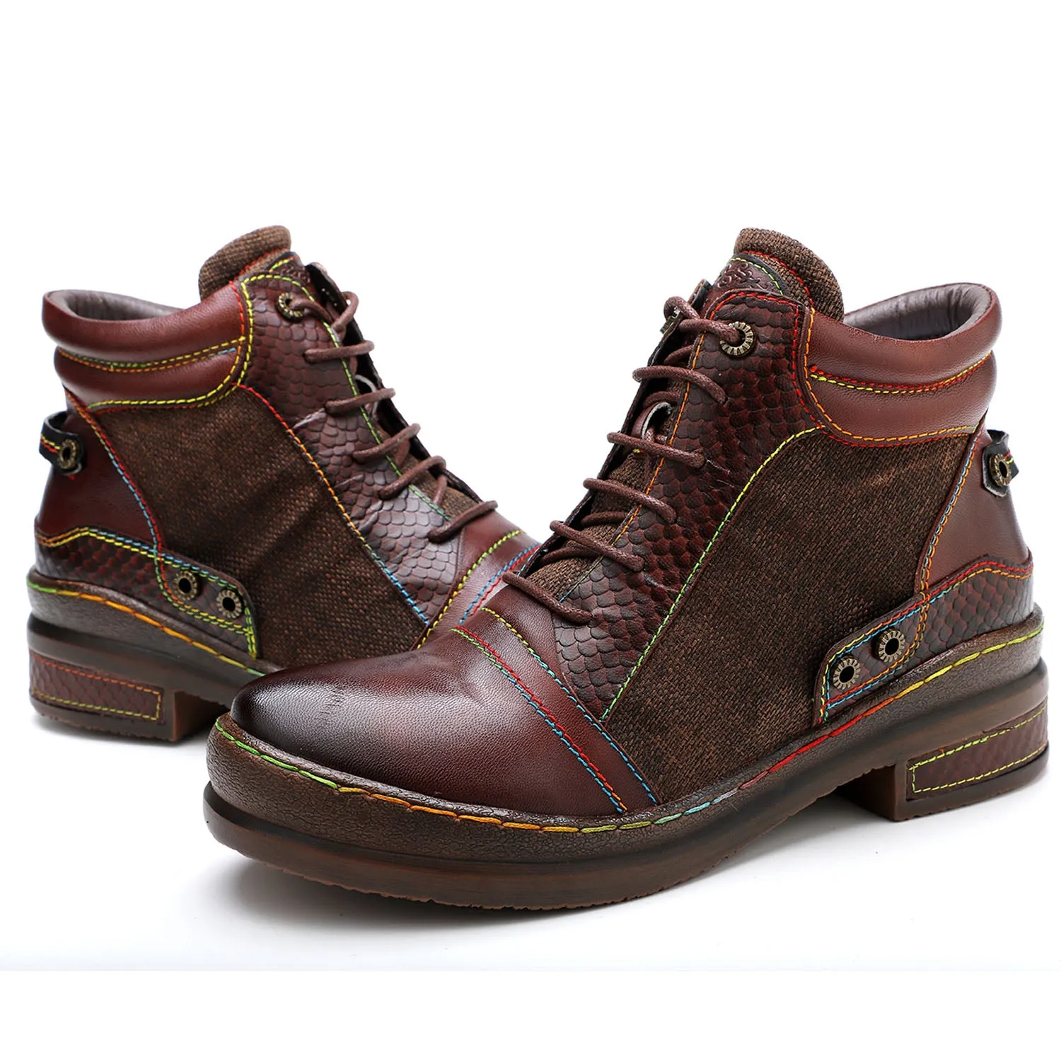 Handmade Color Rubbed Vintage Comfortable Ankle Boots sold by superladystar product image thumbnail 2