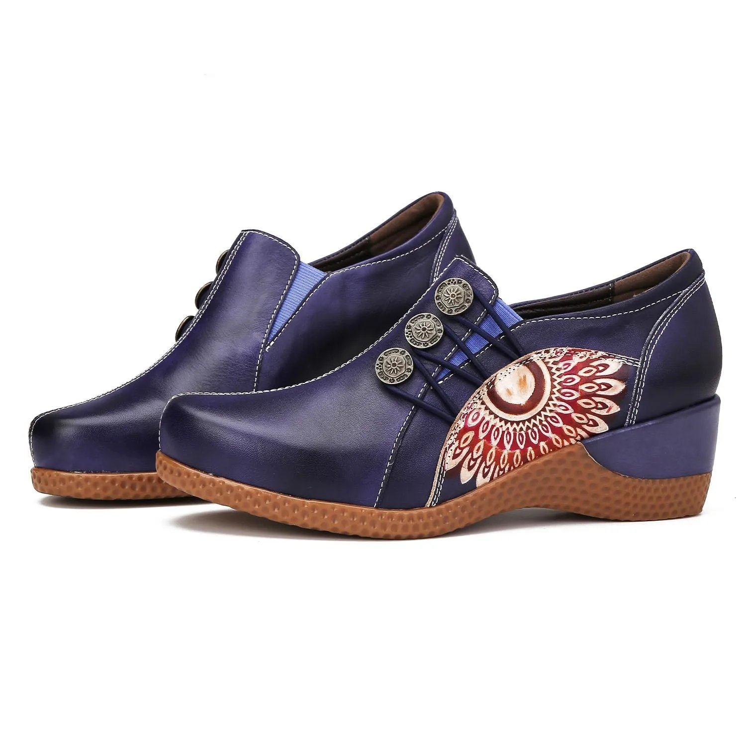 French-Inspired Hand-Painted Leather Shoes sold by superladystar product image thumbnail 2