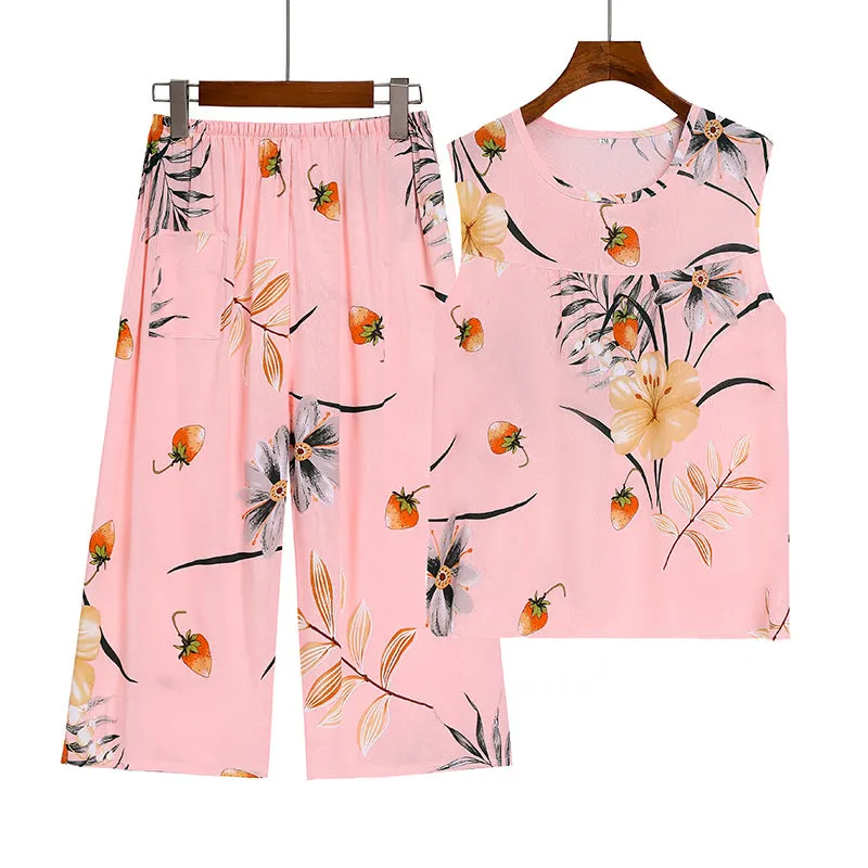 Summer Sleeveless Vest and Capri Pajama Set sold by superladystar product image thumbnail 4