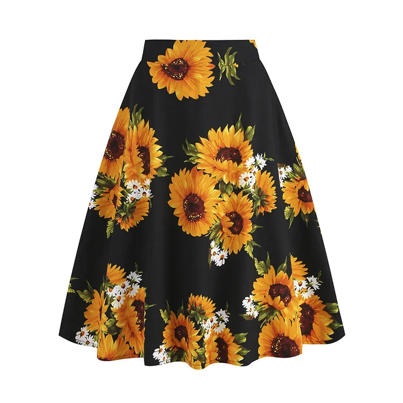 Vintage Printed Elegant Midi Skirt sold by superladystar