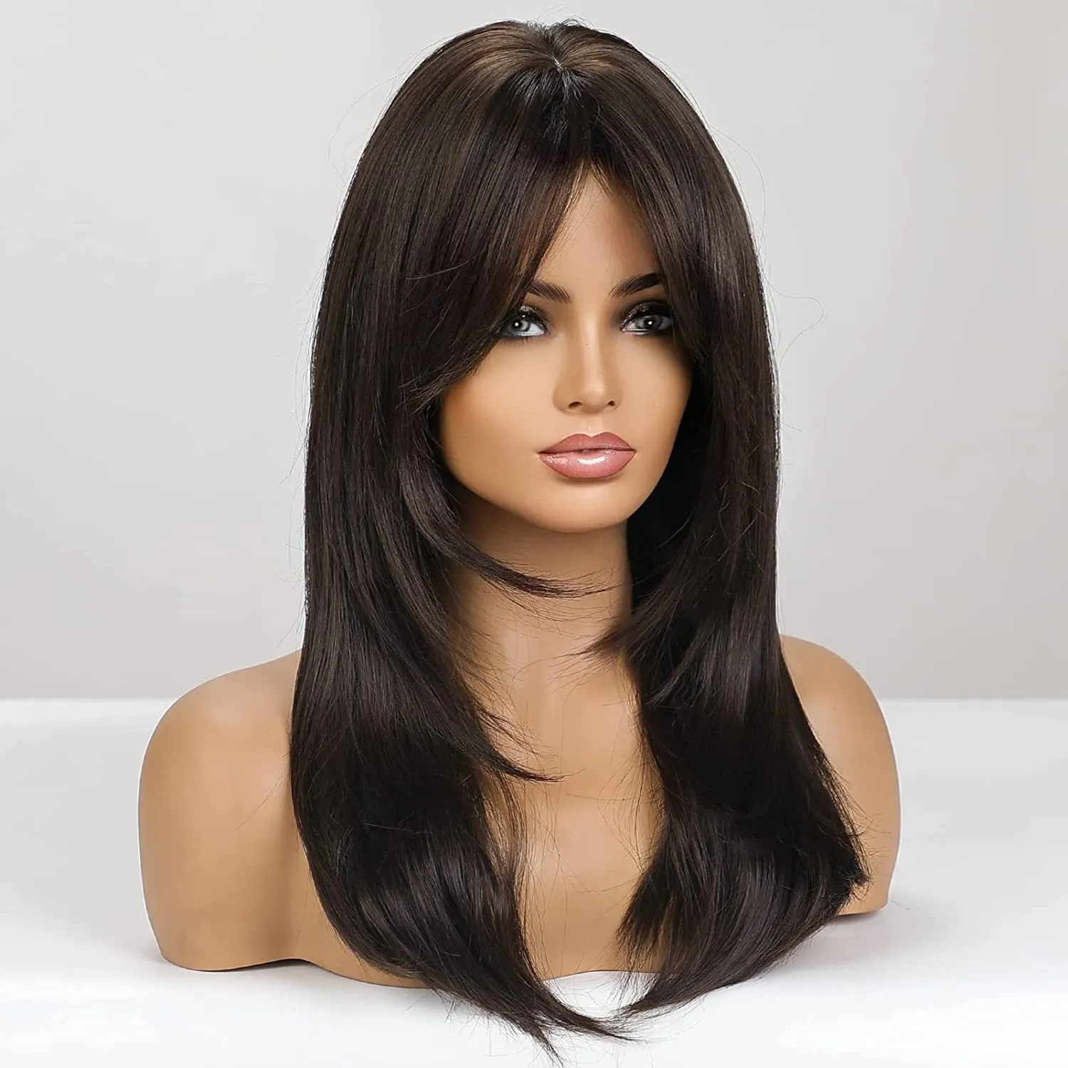 Rich Brown High-Temperature Synthetic Eight-Bangs Wig sold by superladystar product image thumbnail 4