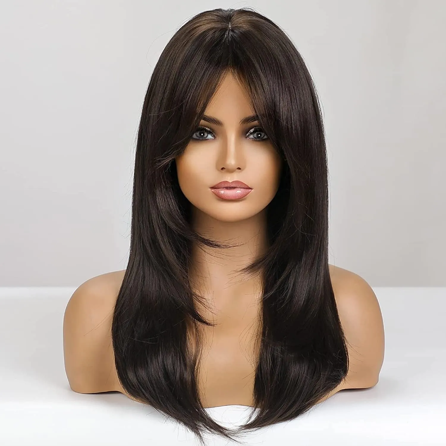 Rich Brown High-Temperature Synthetic Eight-Bangs Wig sold by superladystar product image thumbnail 3