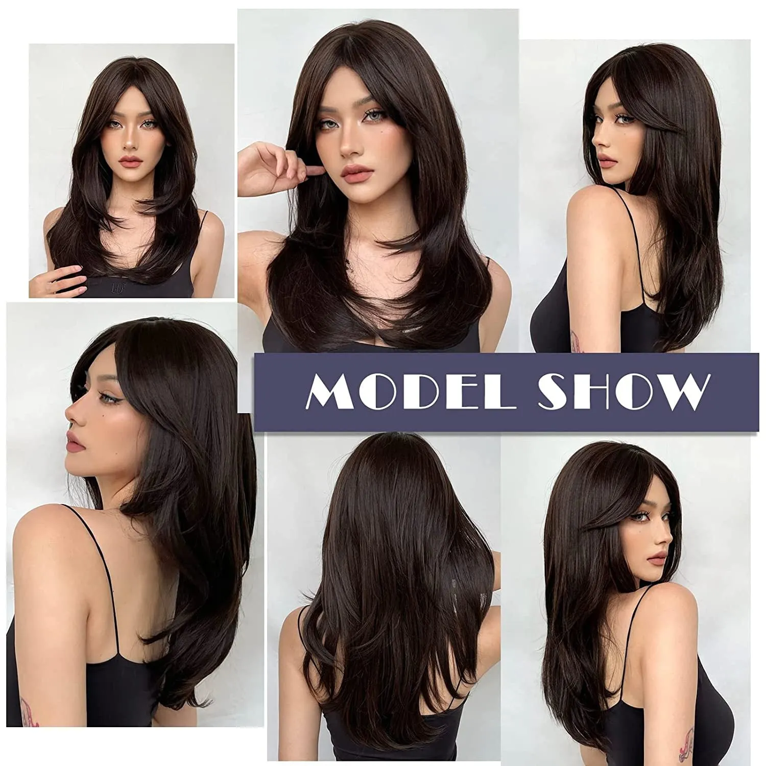 Rich Brown High-Temperature Synthetic Eight-Bangs Wig sold by superladystar product image thumbnail 2