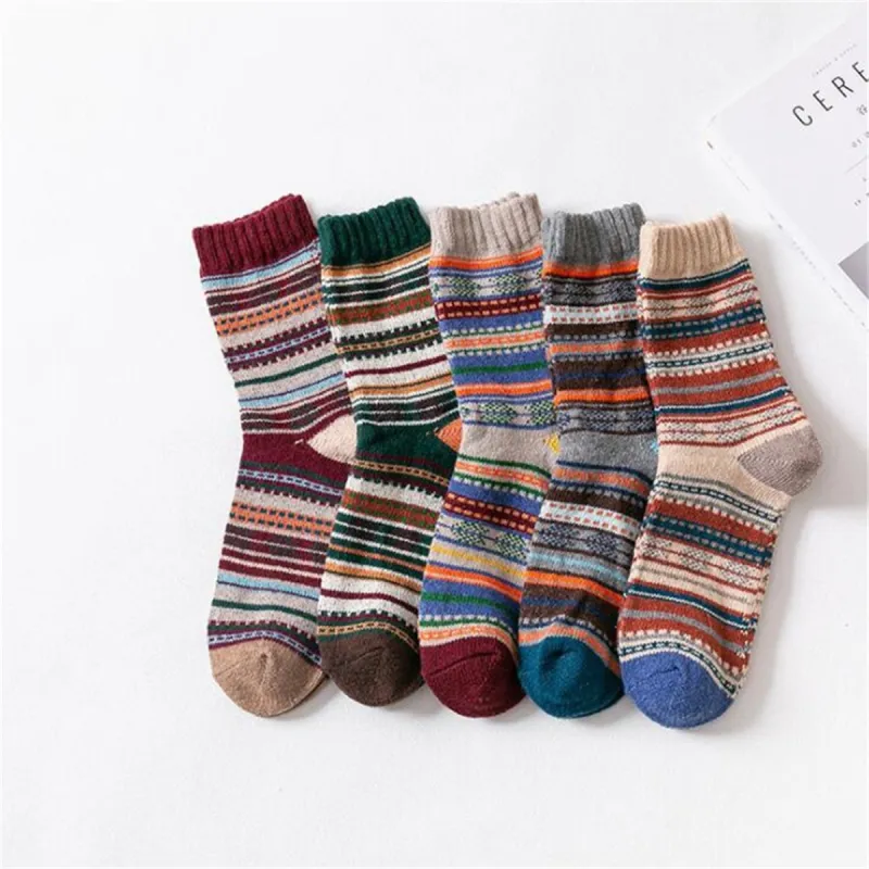 Vintage Warm Thick Stripe Socks(5 Colors) sold by superladystar